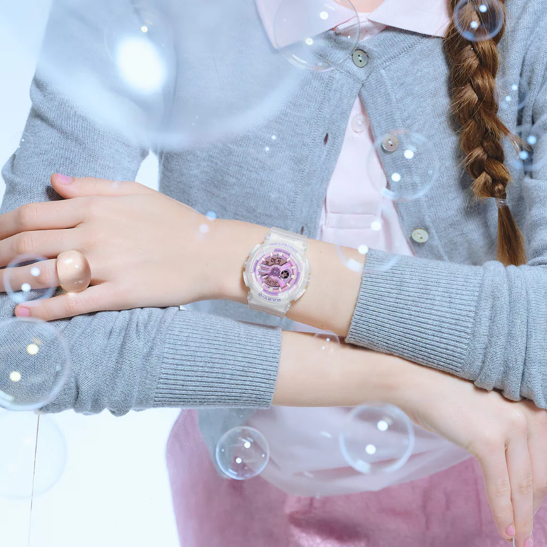 CASIO BABY-G BA-110PS-7ADR POLARISED IRIDESCENT ANALOG-DIGITAL WHITE PURPLE WATCH - Image 2