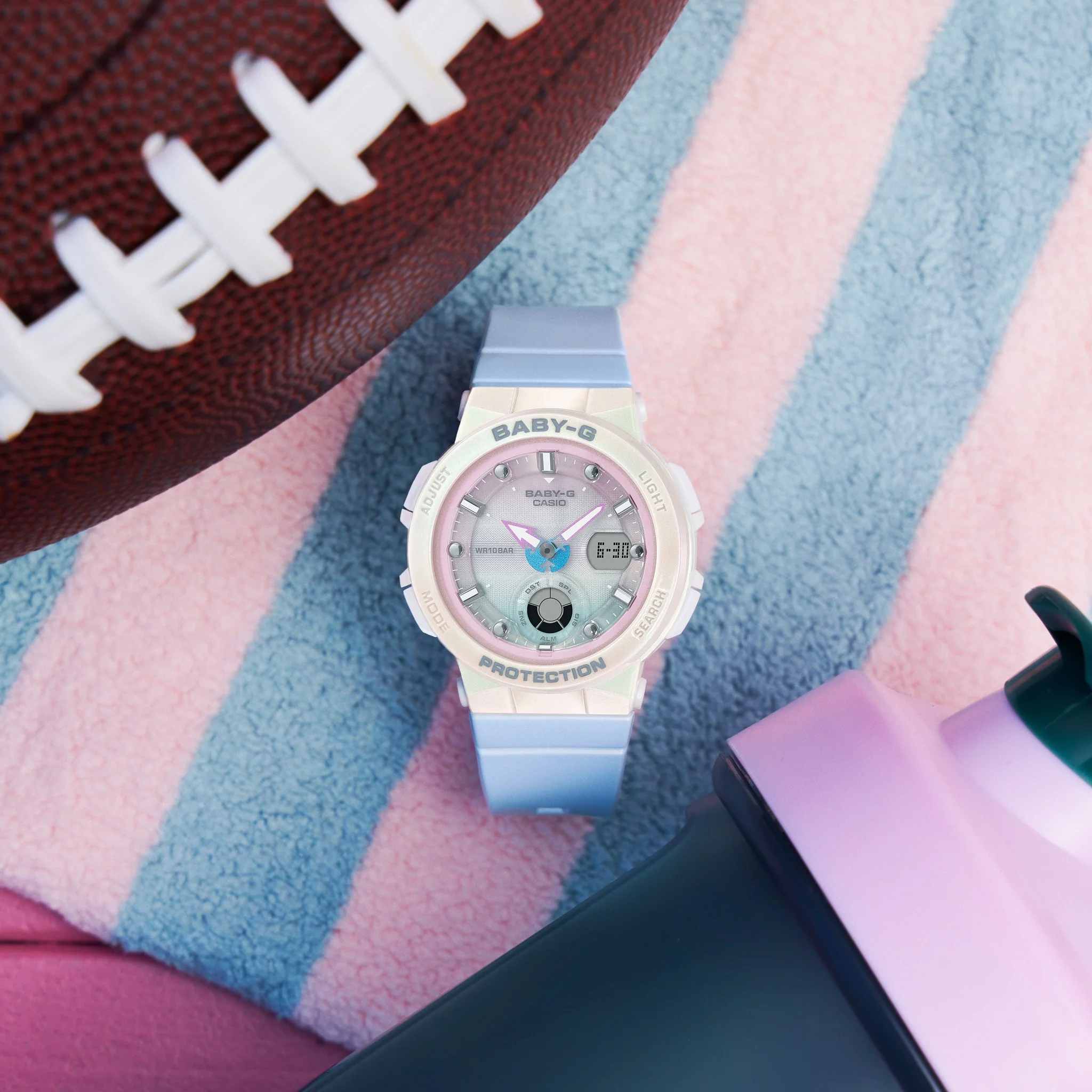 CASIO BABY-G BGA-250-7A3DR BEACH TRAVELER ANALOG-DIGITAL PASTEL BLUE PINK WATCH - Image 4