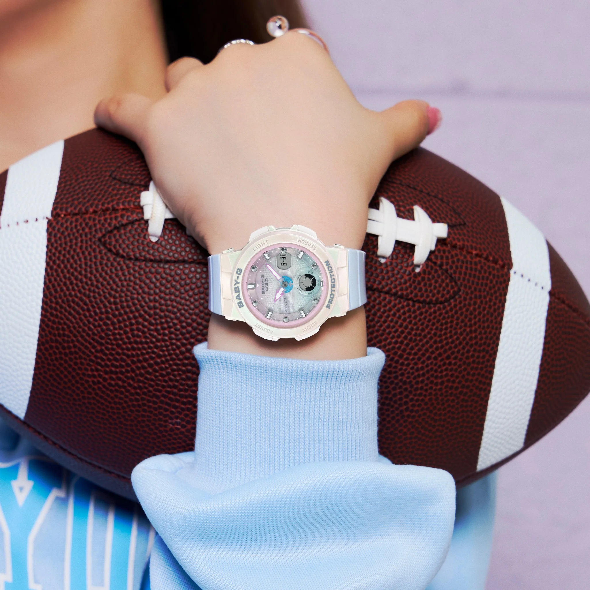 CASIO BABY-G BGA-250-7A3DR BEACH TRAVELER ANALOG-DIGITAL PASTEL BLUE PINK WATCH - Image 5