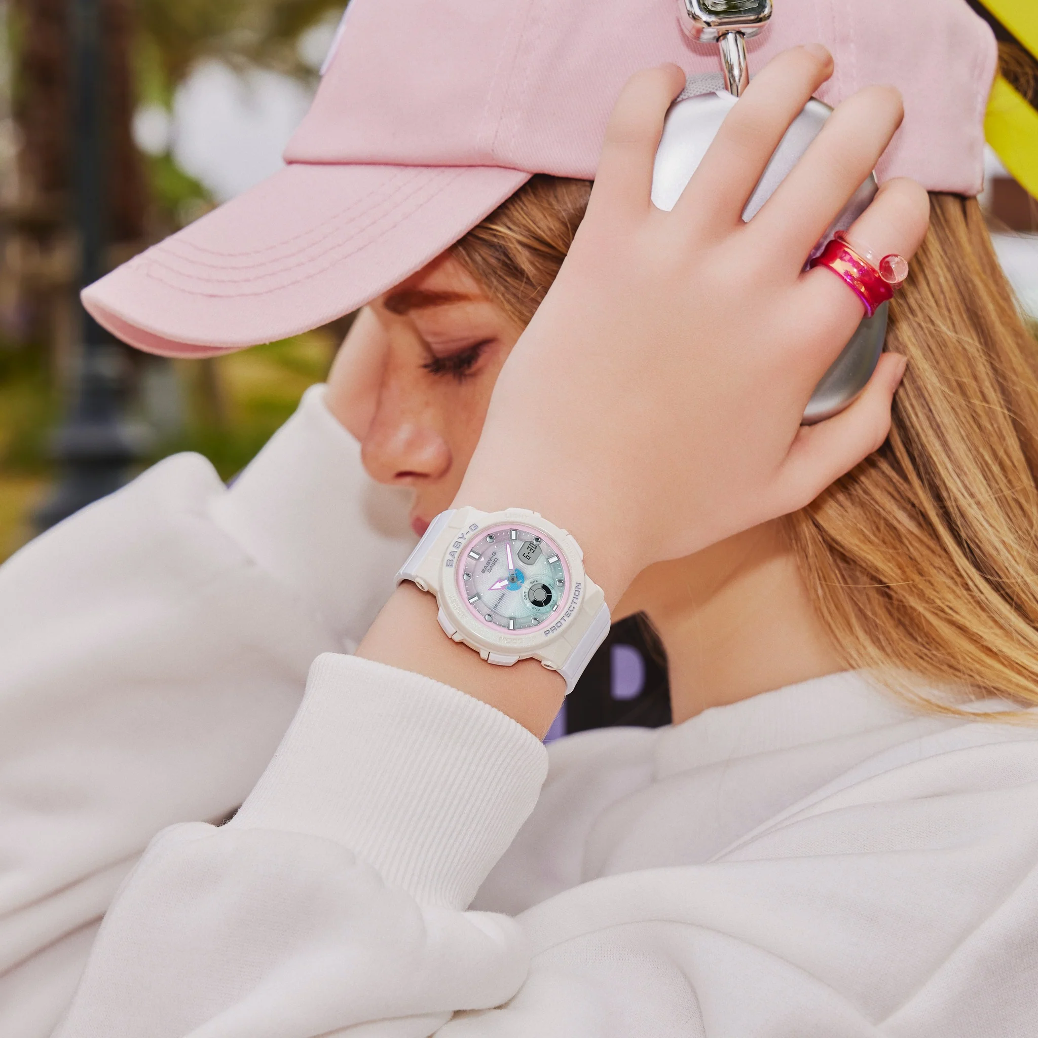 CASIO BABY-G BGA-250-7A3DR BEACH TRAVELER ANALOG-DIGITAL PASTEL BLUE PINK WATCH - Image 6