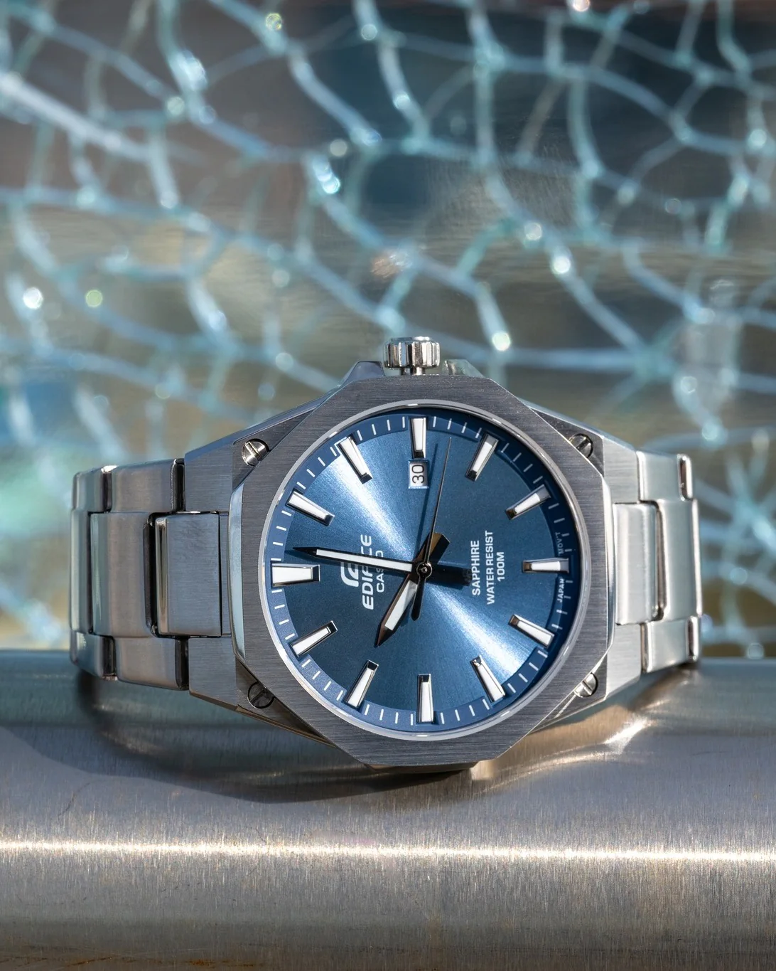 CASIO EDIFICE EFR-S108D-2AVUDF 3 HAND ANALOG STAINLESS STEEL MEN WATCH - Image 3