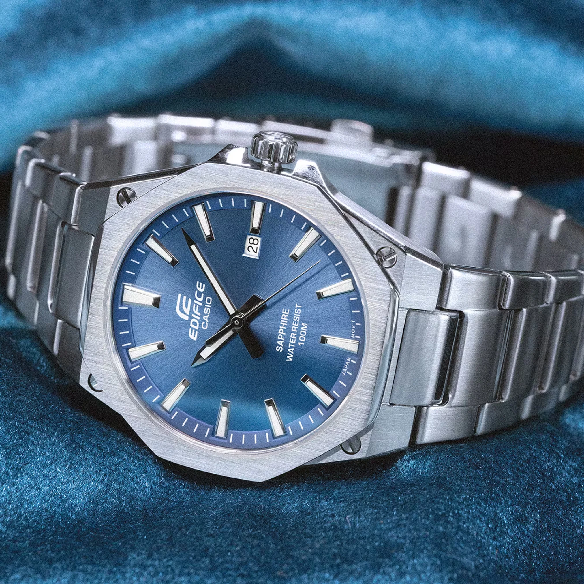 CASIO EDIFICE EFR-S108D-2AVUDF 3 HAND ANALOG STAINLESS STEEL MEN WATCH - Image 6