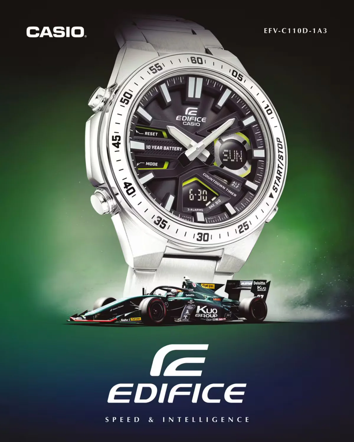 CASIO EDIFICE EFV-C110D-1A3VDF ANALOG DIGITAL MEN WATCH - Image 2