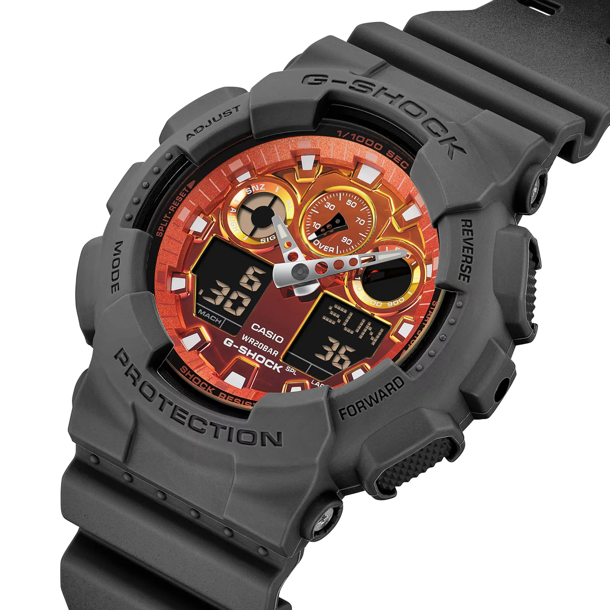 CASIO G-SHOCK GA-100FL-8ADR STANDARD ANALOG-DIGITAL ORANGE MEN WATCH - Image 2