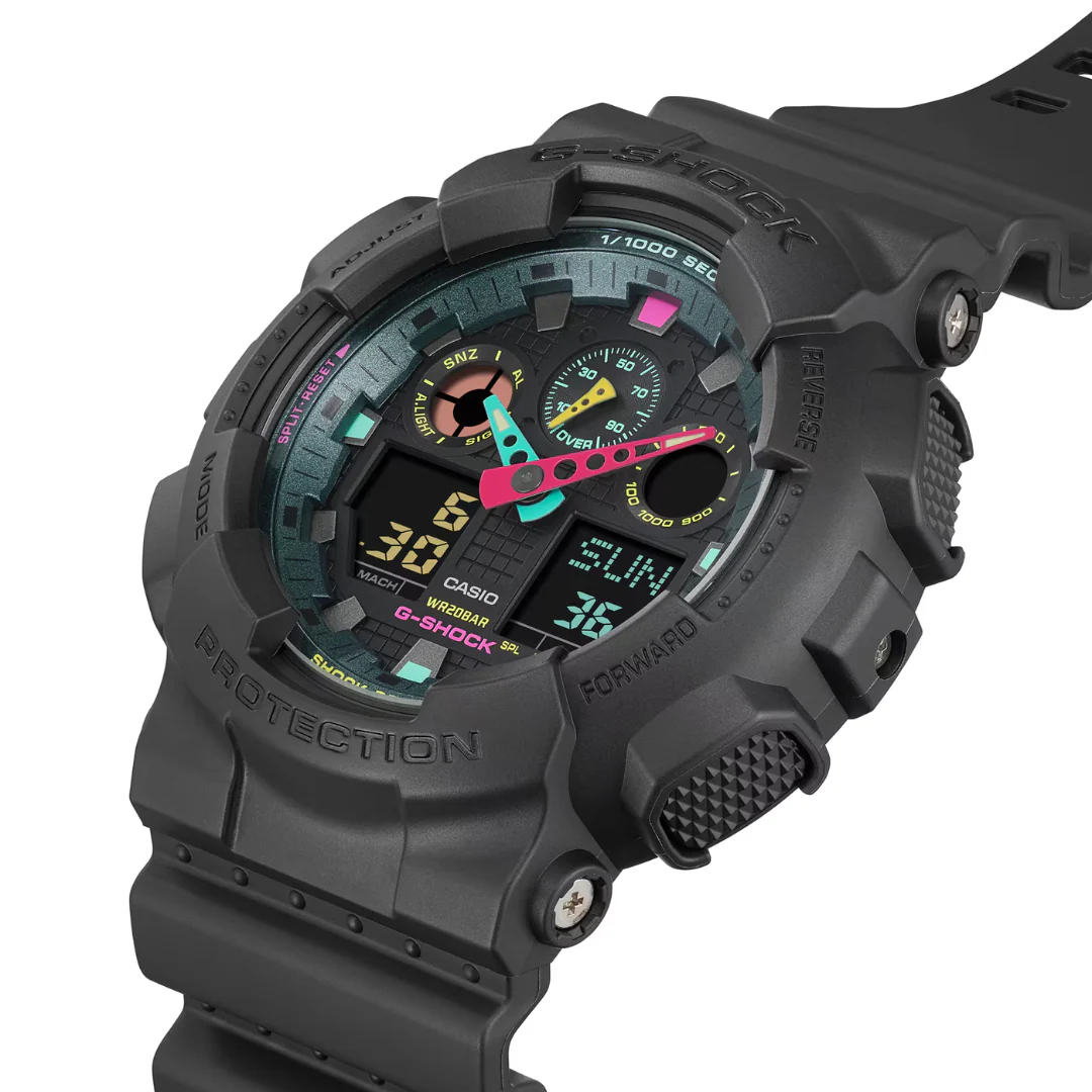 CASIO G-SHOCK GA-100MF-1ADR SPECIAL COLOR ANALOG-DIGITAL BLACK MEN WATCH - Image 2