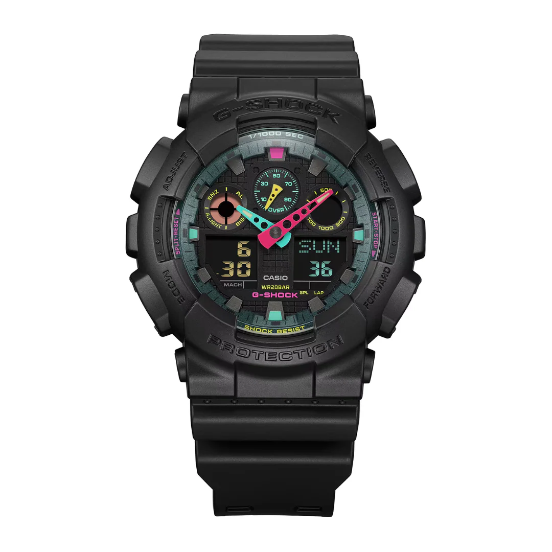 CASIO G-SHOCK GA-100MF-1ADR SPECIAL COLOR ANALOG-DIGITAL BLACK MEN WATCH - Image 3