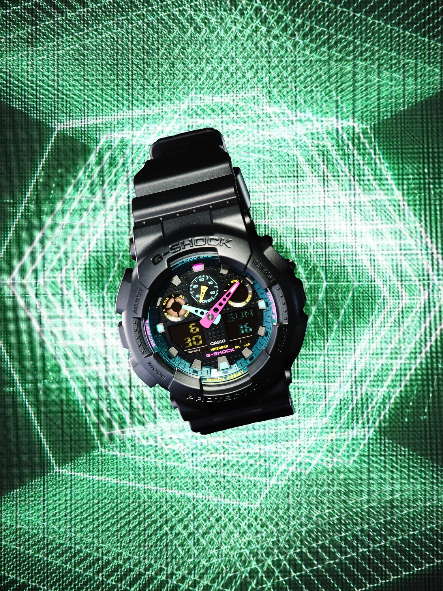 CASIO G-SHOCK GA-100MF-1ADR SPECIAL COLOR ANALOG-DIGITAL BLACK MEN WATCH - Image 7