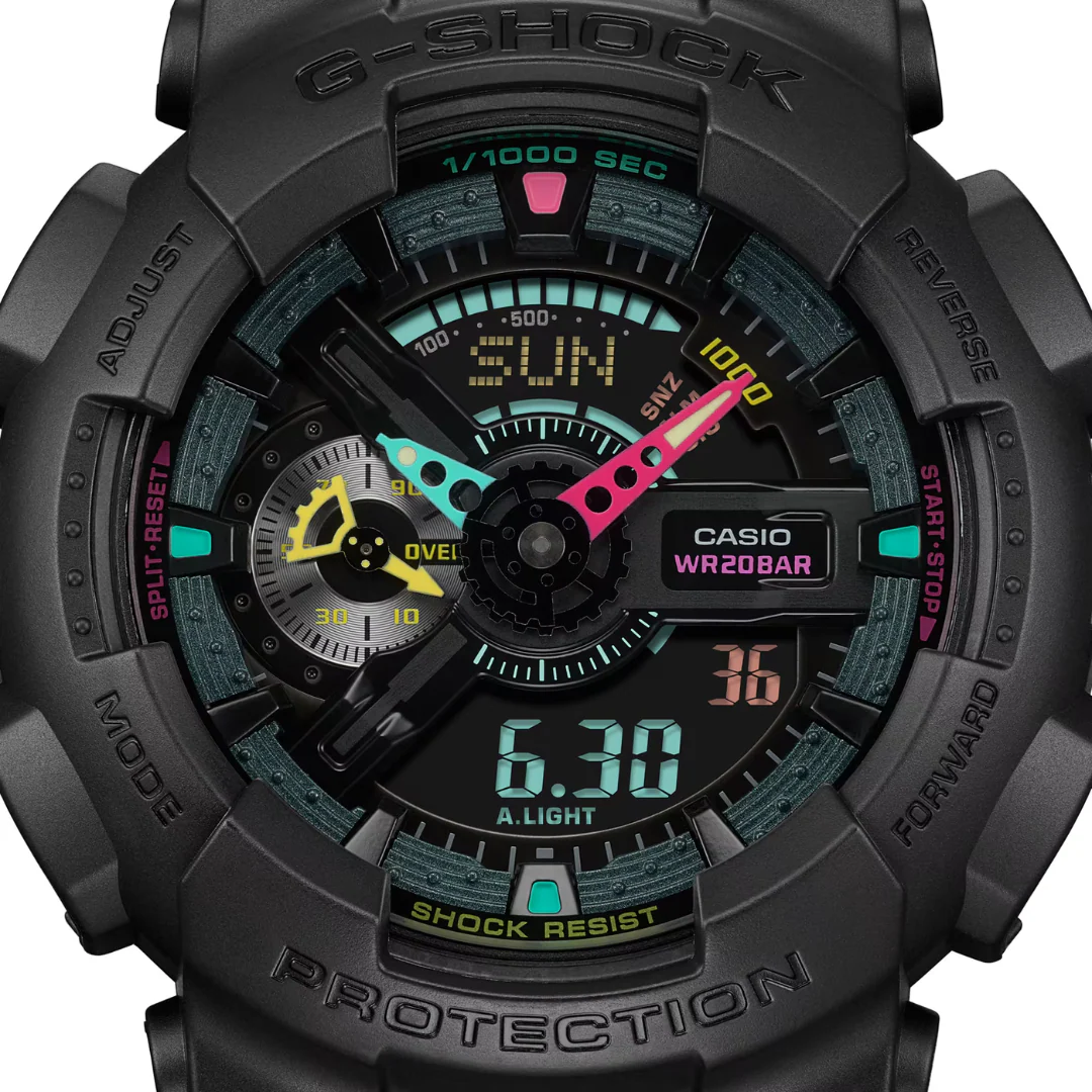 CASIO G-SHOCK GA-110MF-1ADR SPECIAL COLOR ANALOG-DIGITAL BLACK MEN WATCH - Image 4