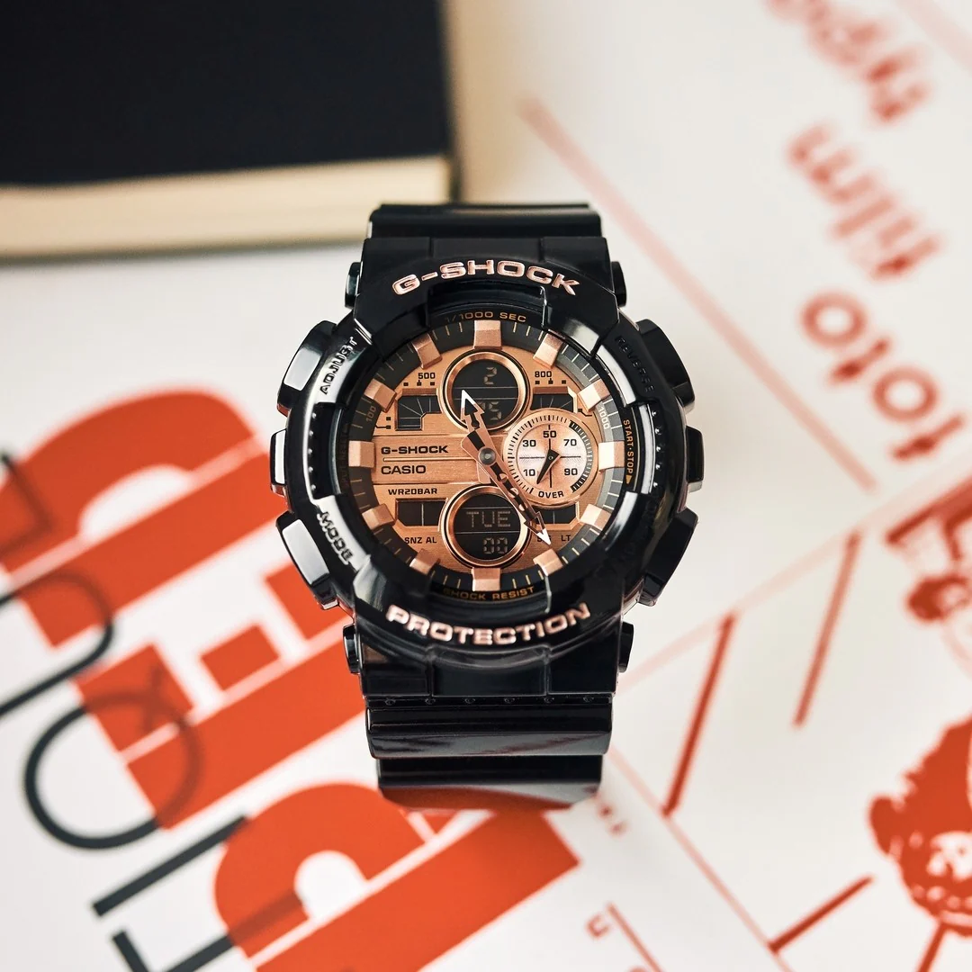 CASIO G-SHOCK GA-140GB-1A1DR SPECIAL COLOUR MODELS BLACK GOLD WATCH - Image 5