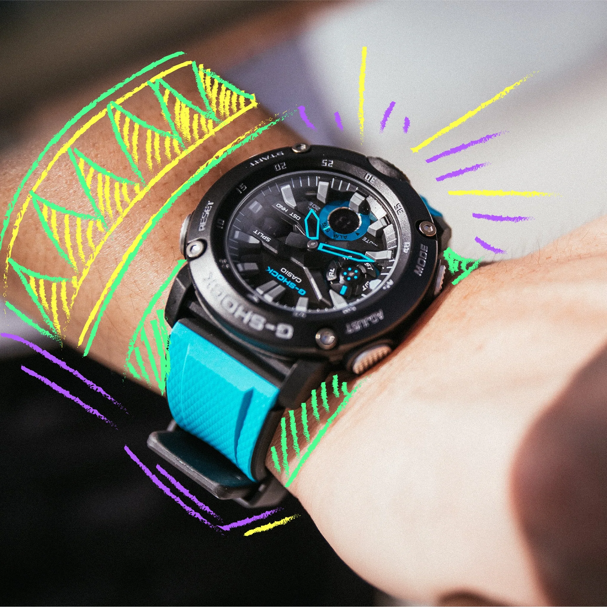 CASIO G-SHOCK GA-2000-1A2DR STANDARD ANALOG-DIGITAL BLUE BLACK WATCH - Image 5