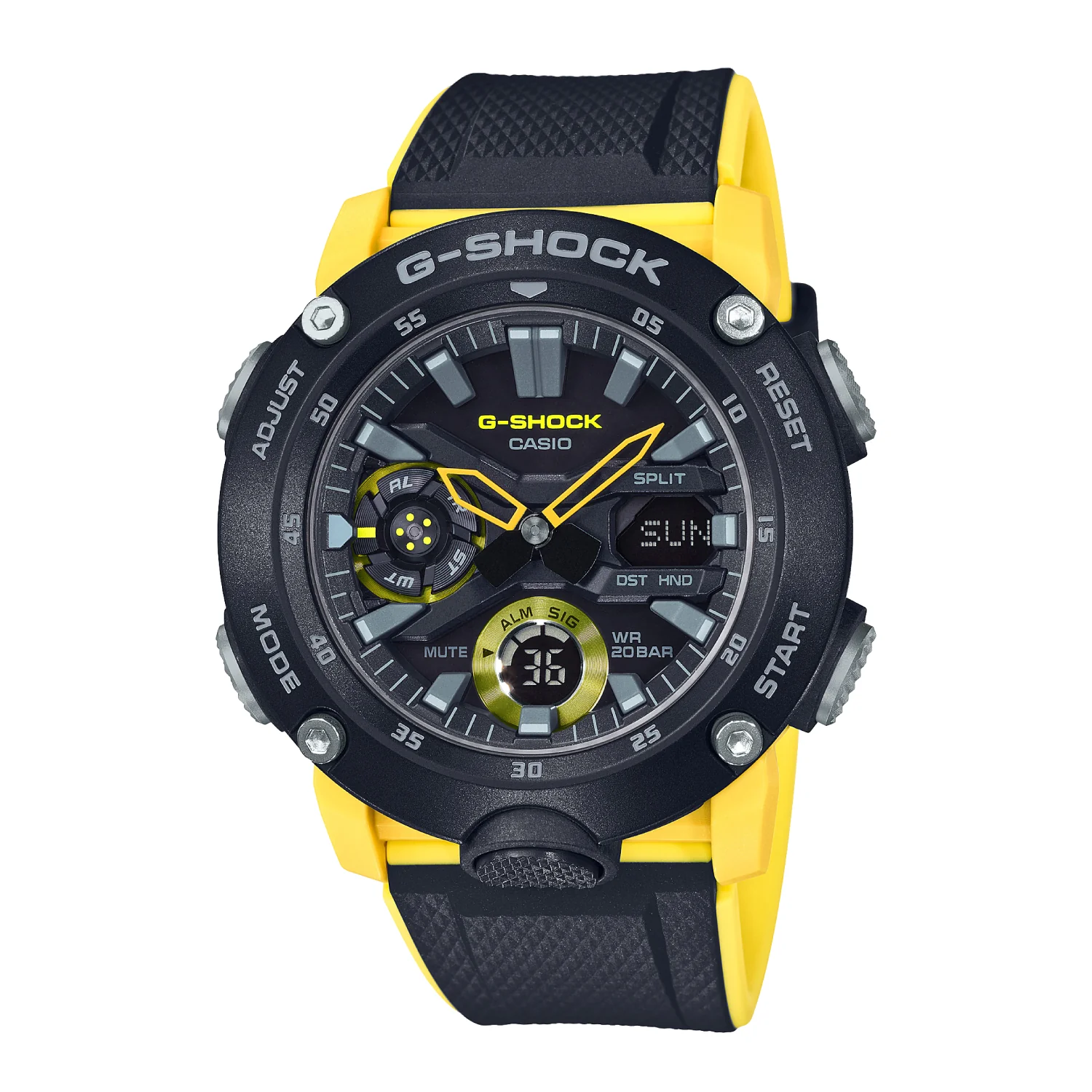 CASIO G-SHOCK GA-2000-1A9DR STANDARD ANALOG-DIGITAL YELLOW BLACK WATCH