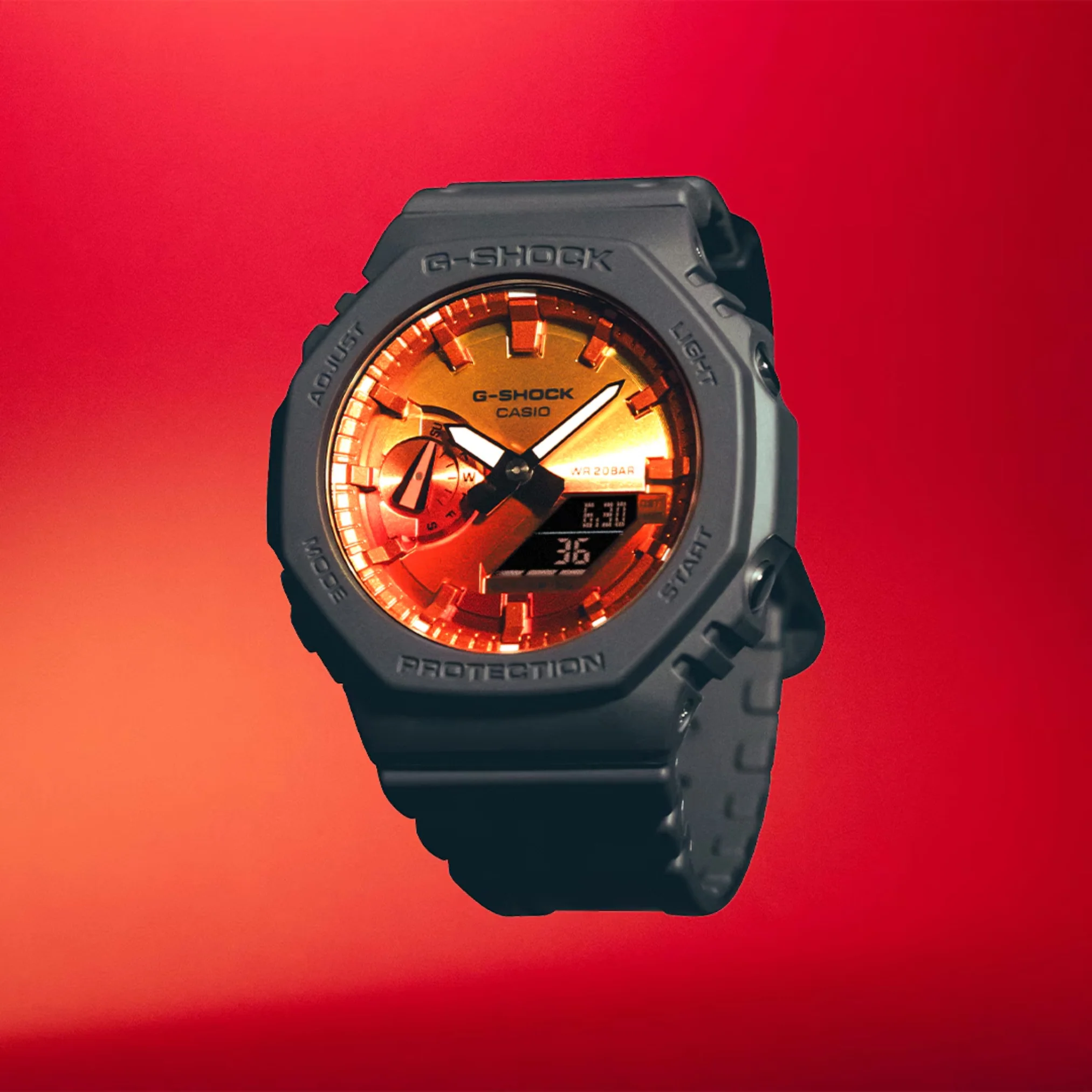 CASIO G-SHOCK GA-2100FL-8ADR STANDARD ANALOG-DIGITAL ORANGE MEN WATCH - Image 8