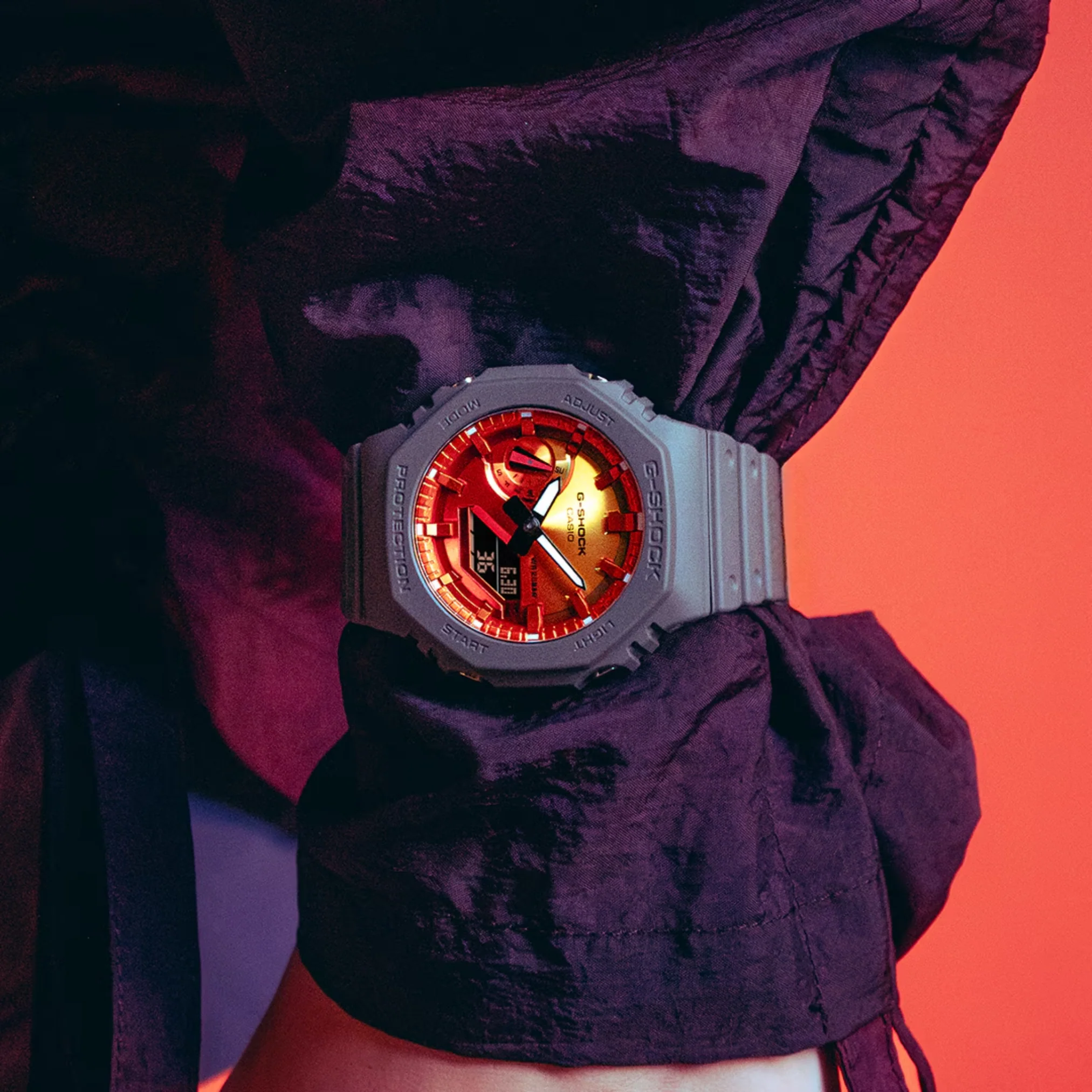 CASIO G-SHOCK GA-2100FL-8ADR STANDARD ANALOG-DIGITAL ORANGE MEN WATCH - Image 9