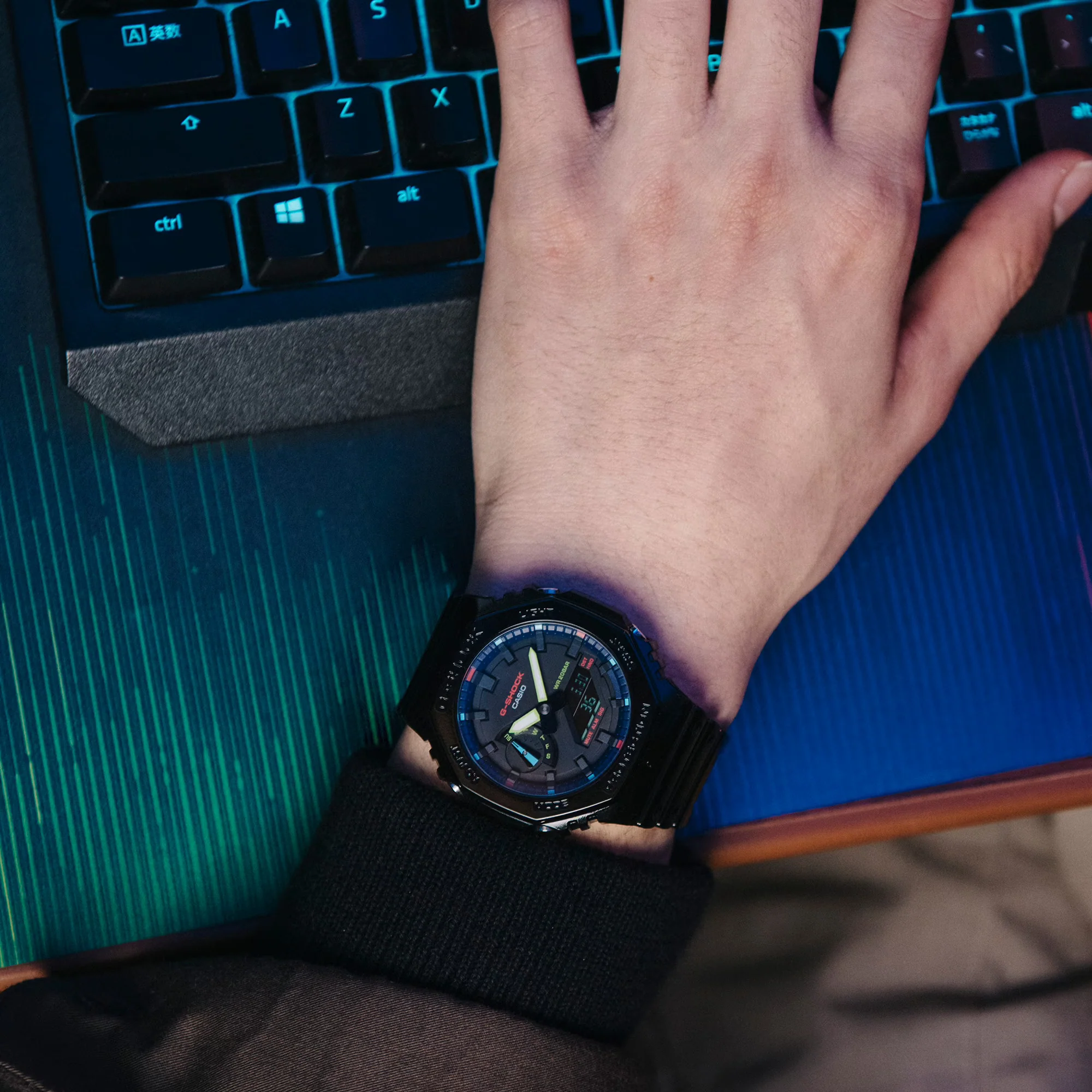 CASIO G-SHOCK GA-2100RGB-1ADR VIRTUAL RAINBOW ANALOG DIGITAL BLACK WATCH - Image 10