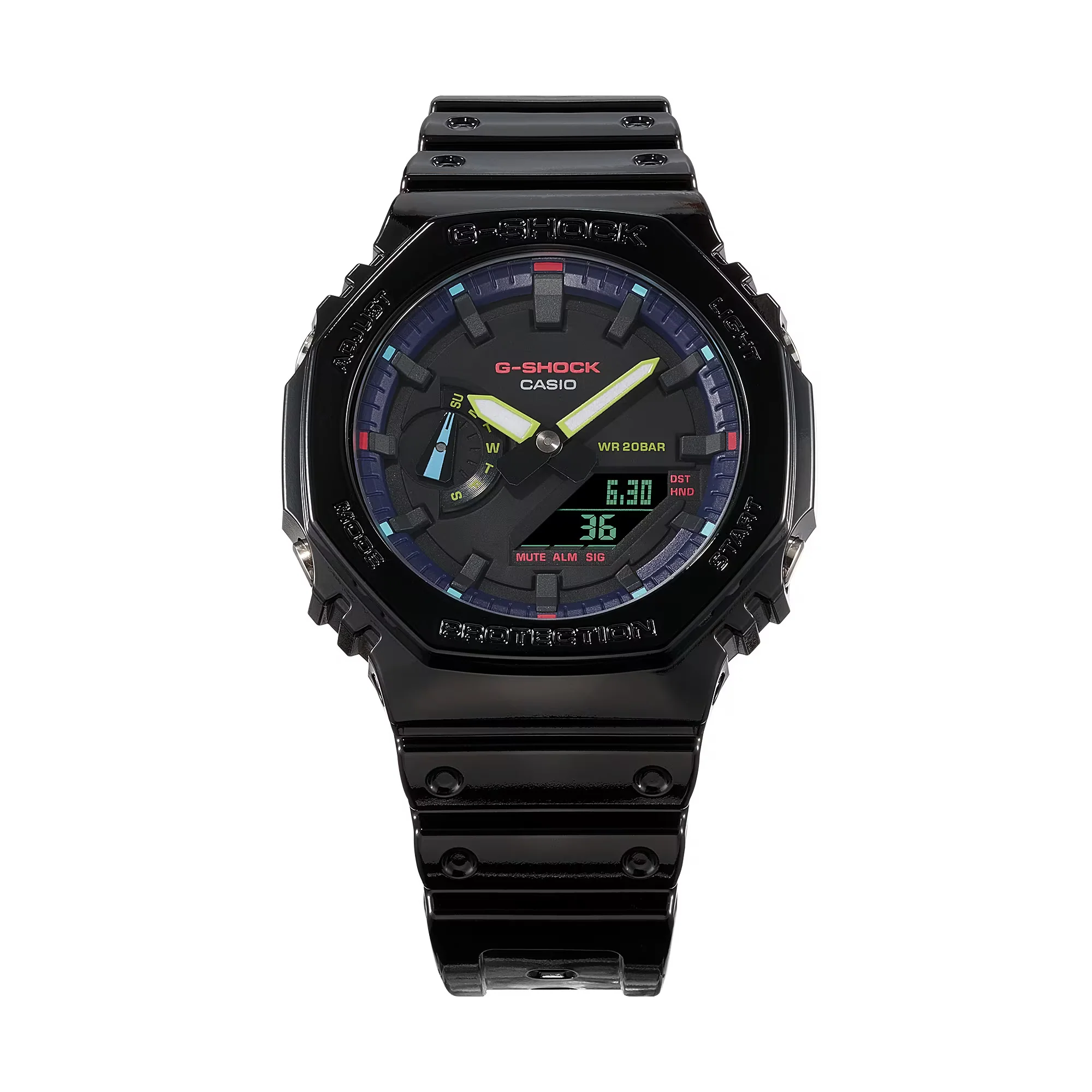 CASIO G-SHOCK GA-2100RGB-1ADR VIRTUAL RAINBOW ANALOG DIGITAL BLACK WATCH - Image 2