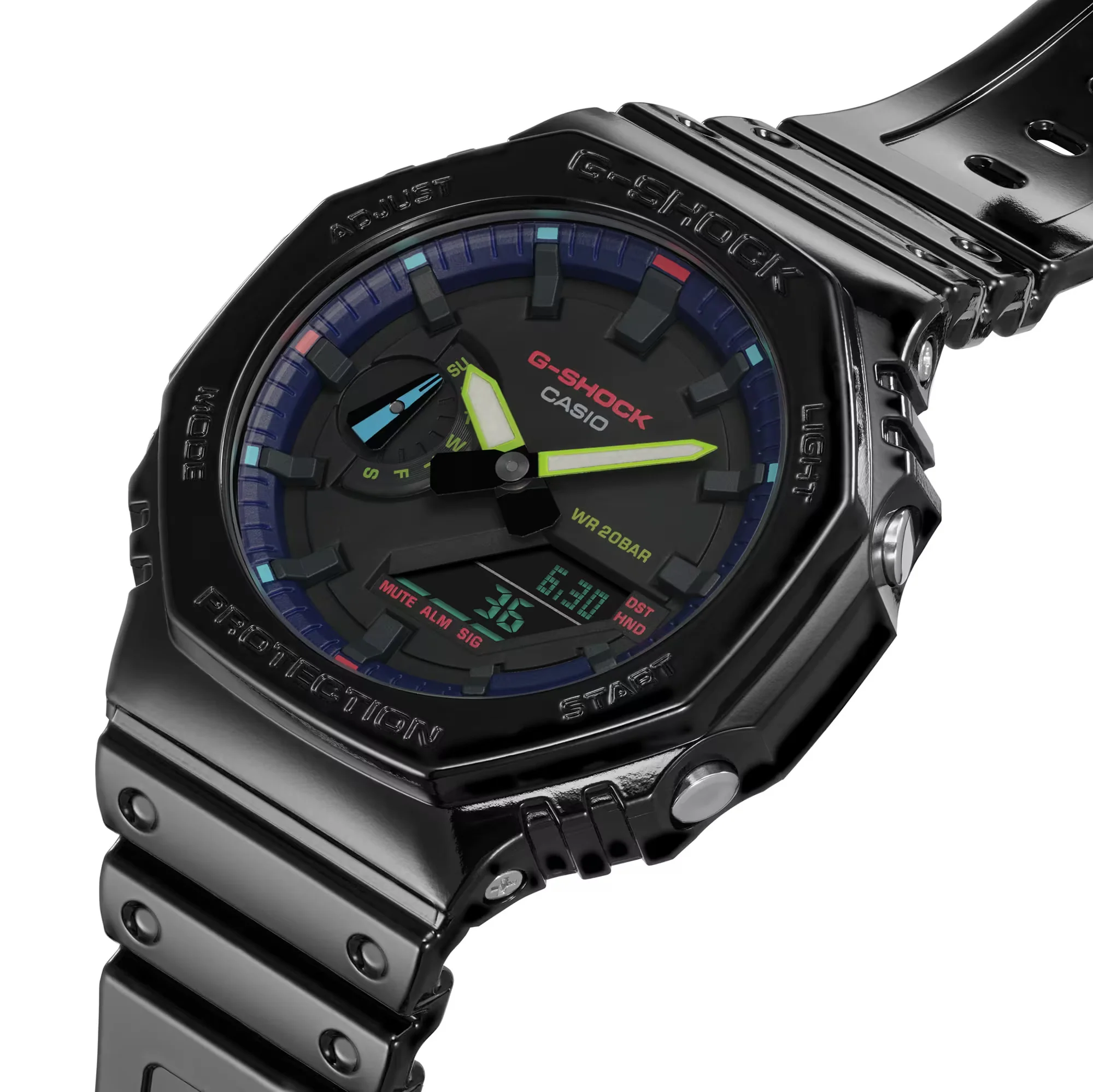 CASIO G-SHOCK GA-2100RGB-1ADR VIRTUAL RAINBOW ANALOG DIGITAL BLACK WATCH - Image 4