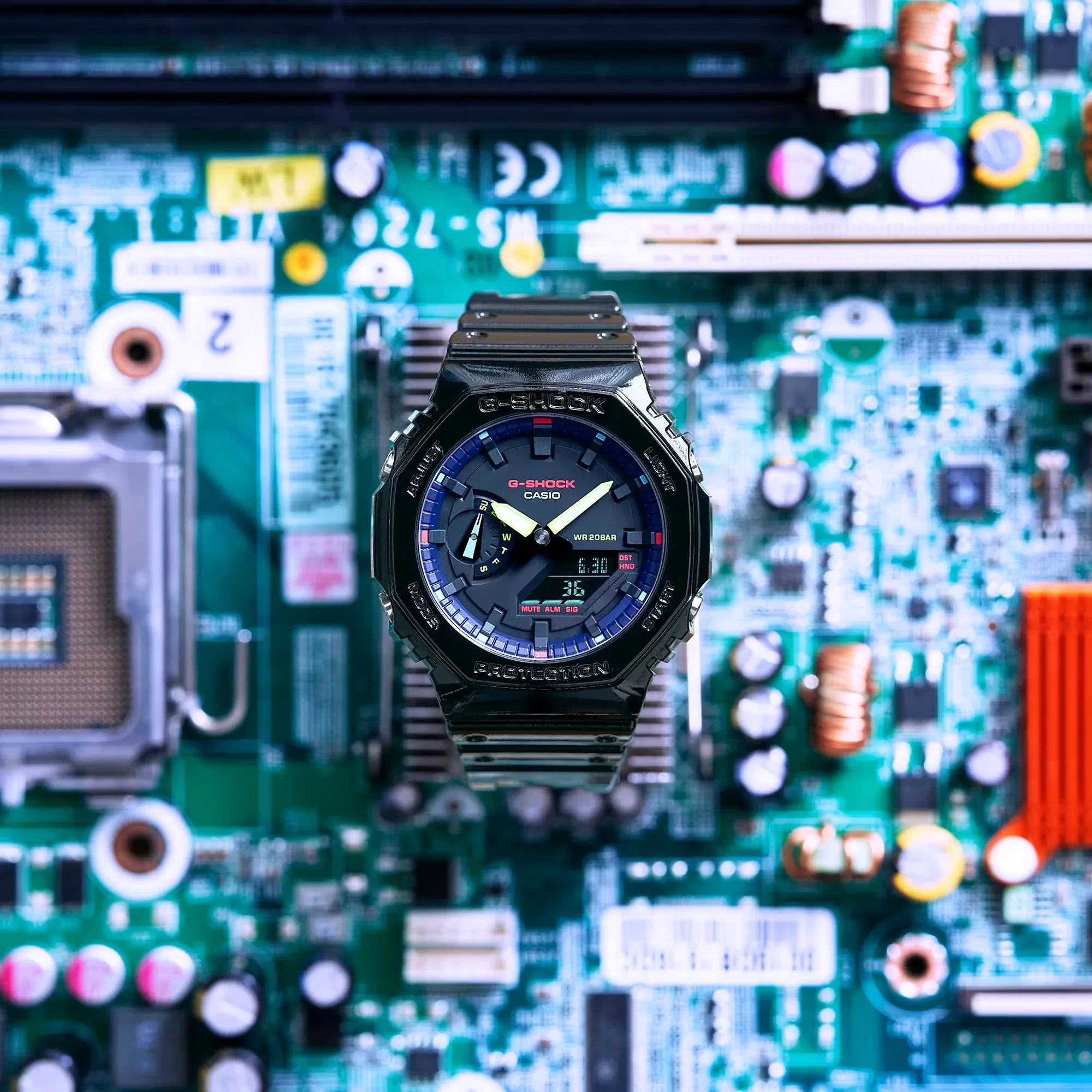 CASIO G-SHOCK GA-2100RGB-1ADR VIRTUAL RAINBOW ANALOG DIGITAL BLACK WATCH - Image 8
