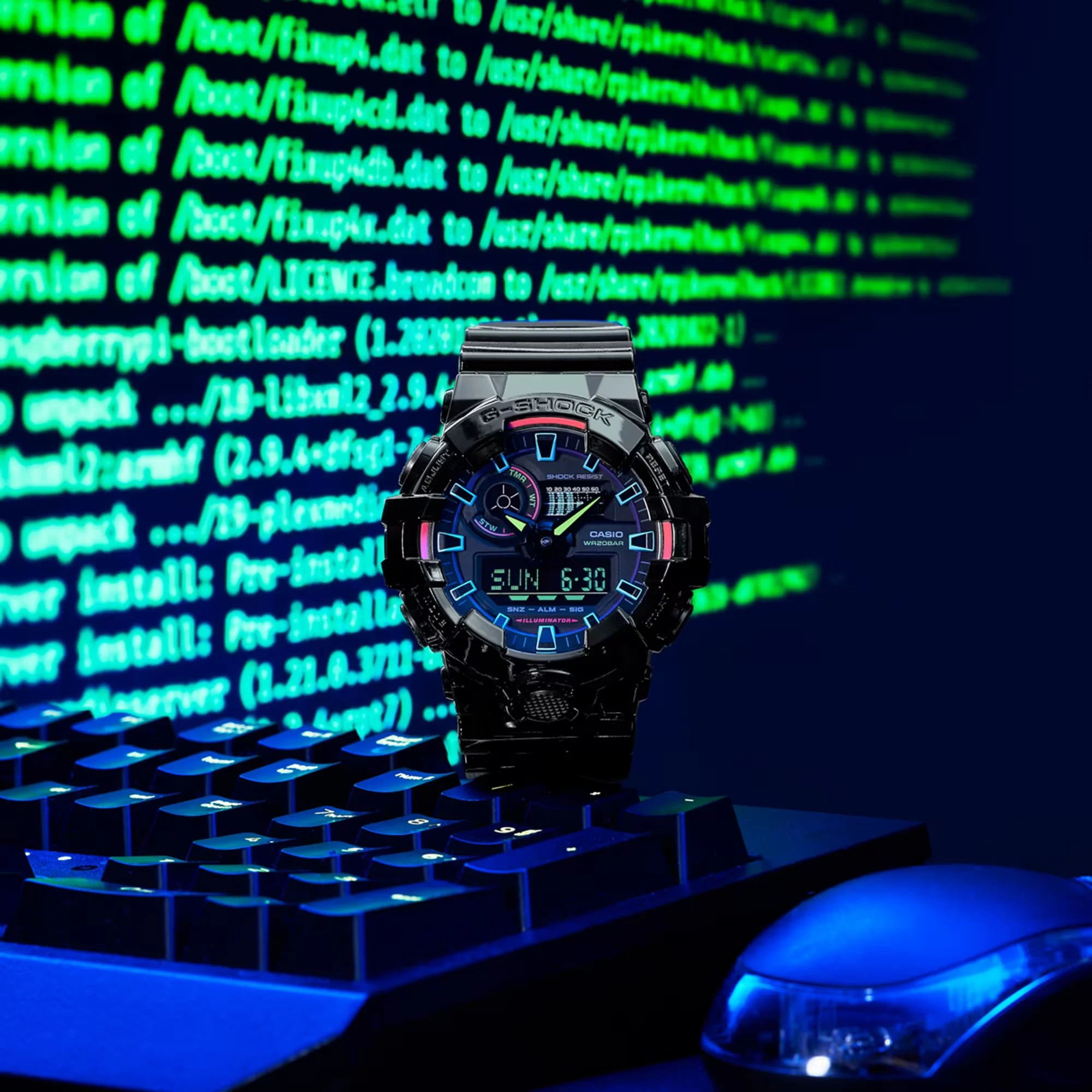 CASIO G-SHOCK GA-700RGB-1ADR VIRTUAL RAINBOW ANALOG DIGITAL BLACK WATCH - Image 10