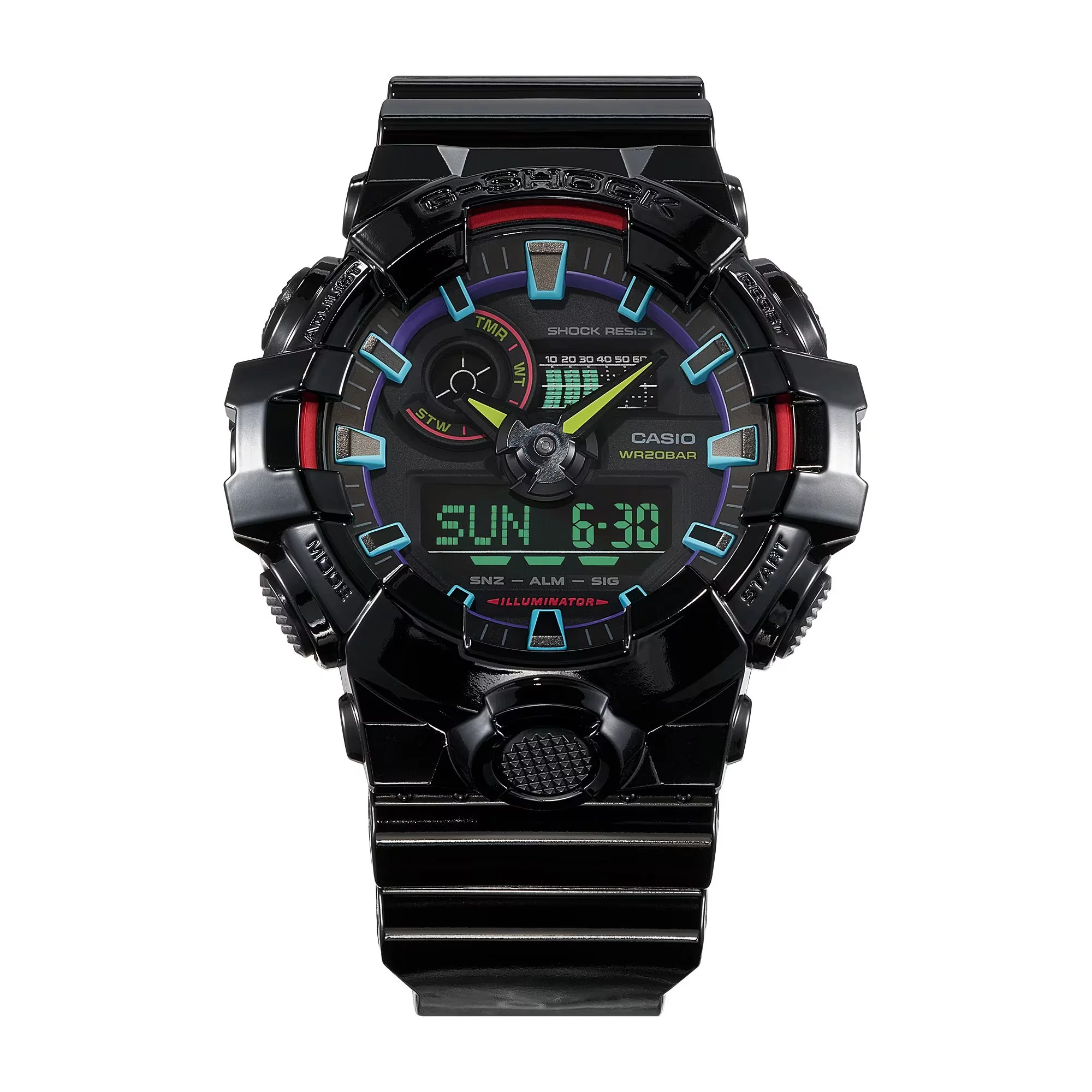 CASIO G-SHOCK GA-700RGB-1ADR VIRTUAL RAINBOW ANALOG DIGITAL BLACK WATCH - Image 3