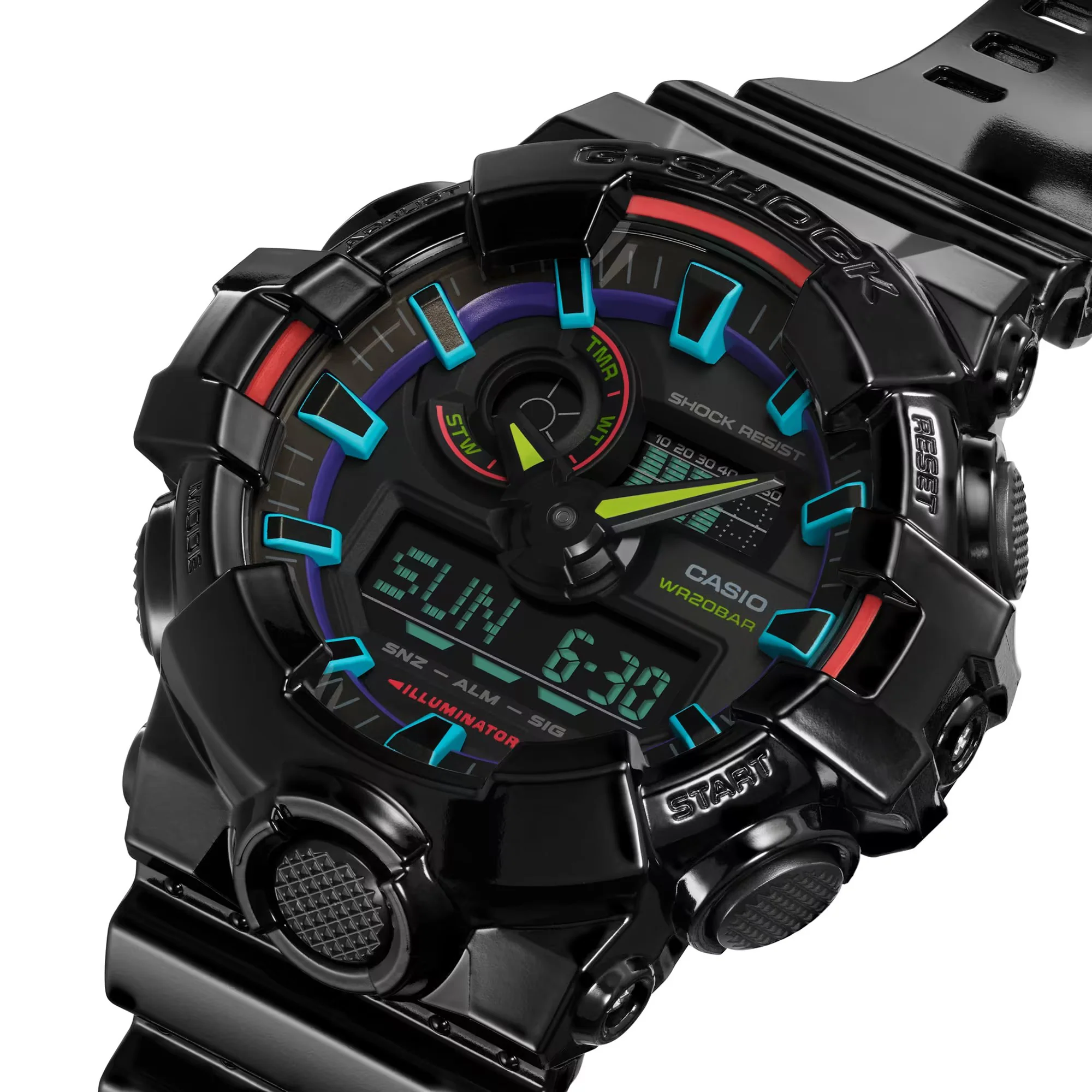 CASIO G-SHOCK GA-700RGB-1ADR VIRTUAL RAINBOW ANALOG DIGITAL BLACK WATCH - Image 6