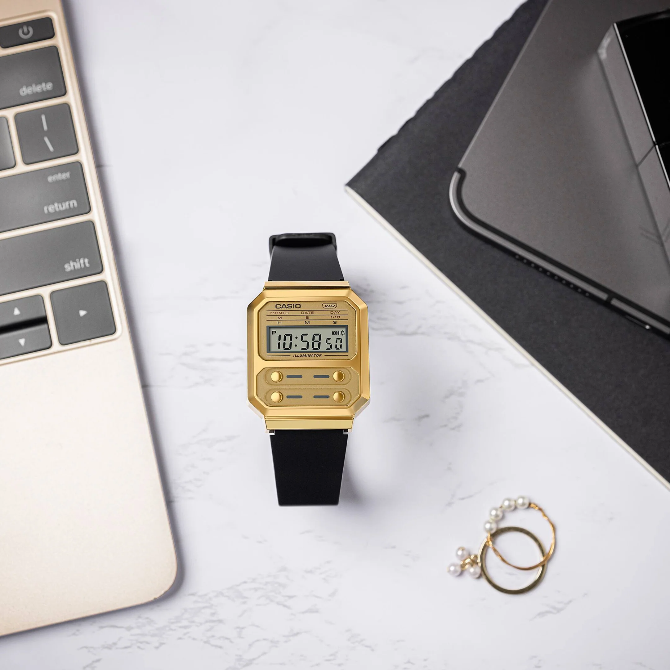 CASIO GENERAL VINTAGE A100WEFG-9ADF DIGITAL GOLD WOMEN WATCH - Image 4