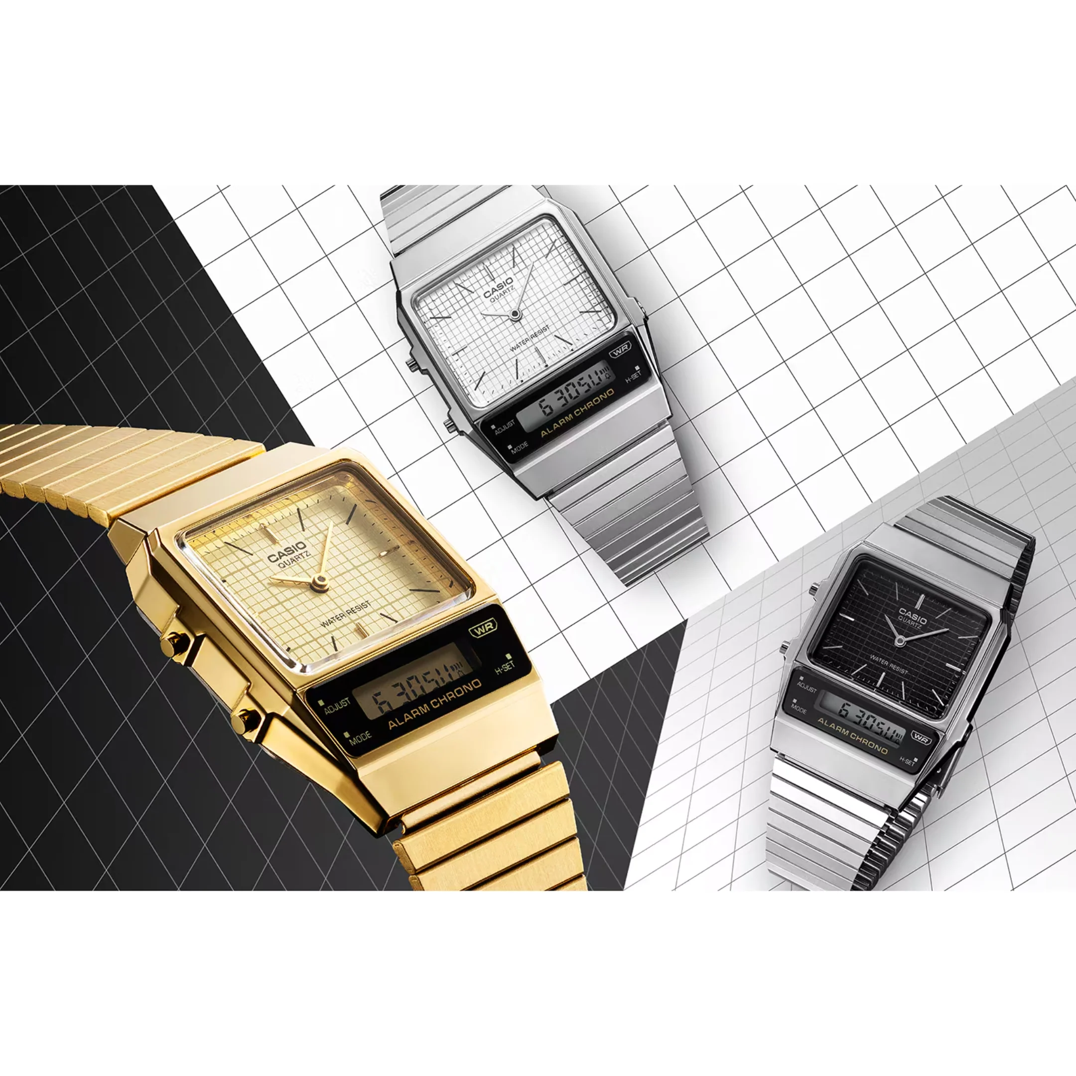 CASIO GENERAL VINTAGE AQ-800E-1ADF ANALOG-DIGITAL SILVER MEN WATCH - Image 4