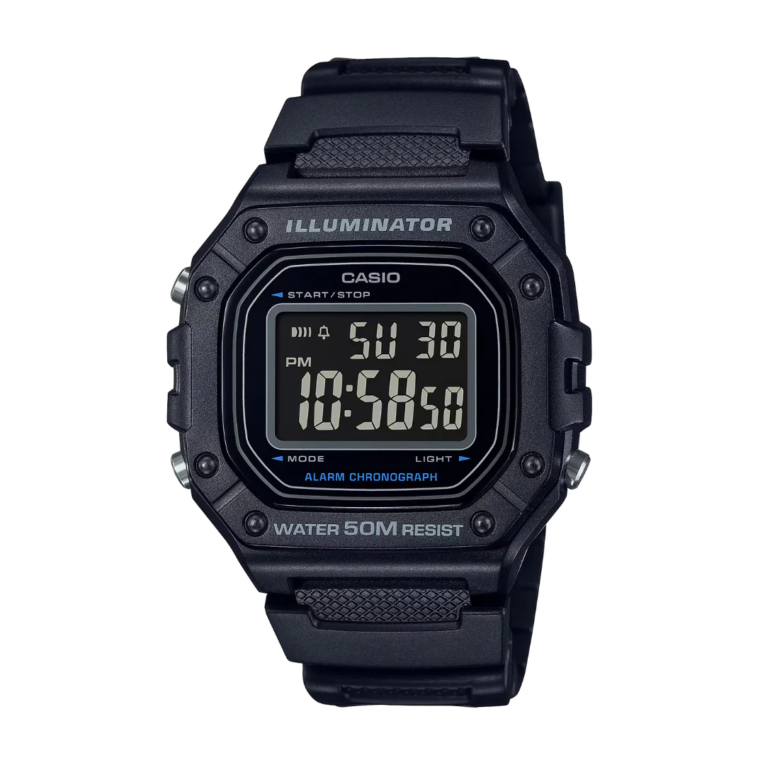 CASIO GENERAL W-218H-1BVDF DIGITAL BLACK MEN WATCH