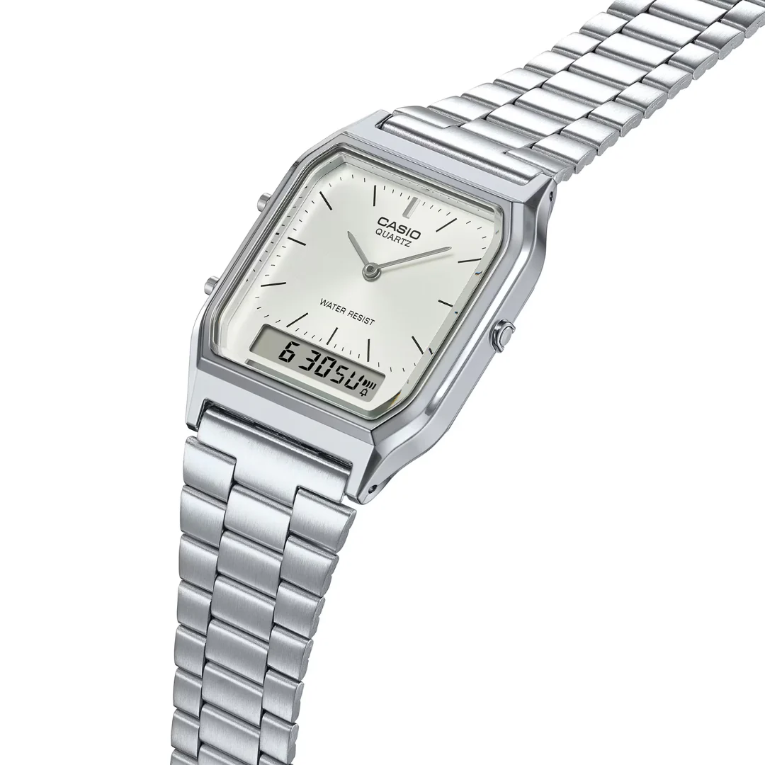 CASIO VINTAGE AQ-230A-7AMQYDF ANALOG-DIGITAL SILVER UNISEX WATCH - Image 2