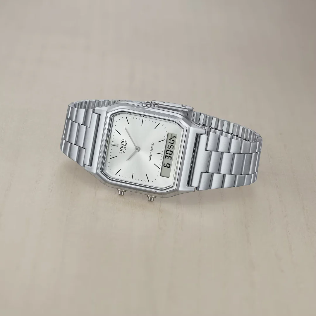 CASIO VINTAGE AQ-230A-7AMQYDF ANALOG-DIGITAL SILVER UNISEX WATCH - Image 7