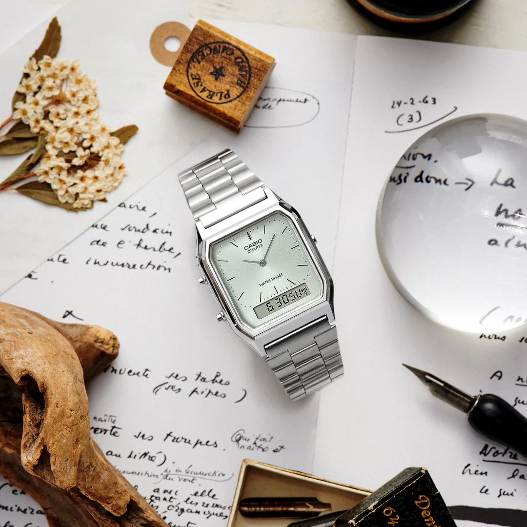 CASIO VINTAGE AQ-230A-7AMQYDF ANALOG-DIGITAL SILVER UNISEX WATCH - Image 9