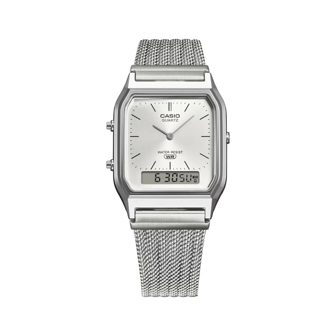 CASIO VINTAGE AQ-230EM-7ADF ANALOG-DIGITAL SILVER UNISEX WATCH - Image 5