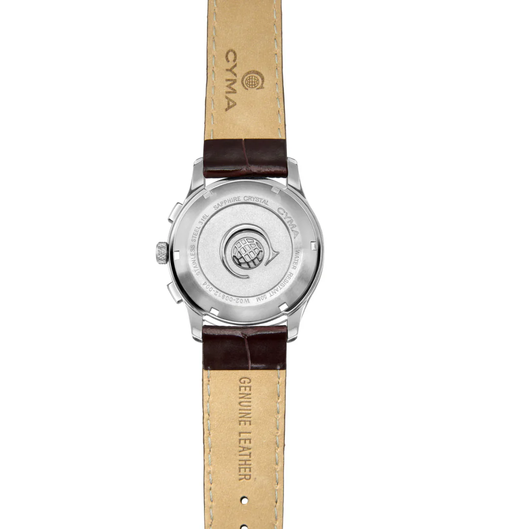 CYMA CHAMPION MEN'S SWISS QUARTZ CHRONOGRAPH — ROSE GOLD & DARK BROWN LEATHER (W02-00812-011) - Image 3