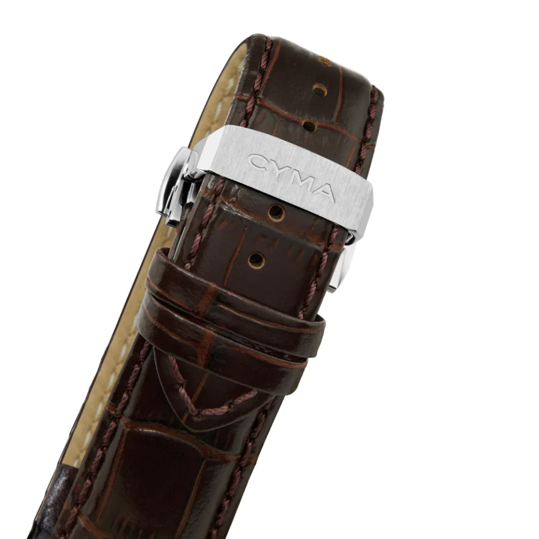 CYMA CHAMPION MEN'S SWISS QUARTZ CHRONOGRAPH — ROSE GOLD & DARK BROWN LEATHER (W02-00812-011) - Image 4