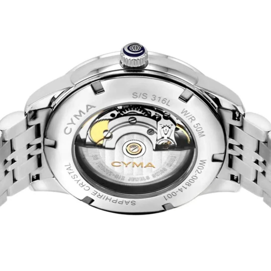 CYMA CHARISMA MEN'S SWISS AUTOMATIC WATCH — OCEAN BLUE & SILVER STEEL (W02-00814-001) - Image 3