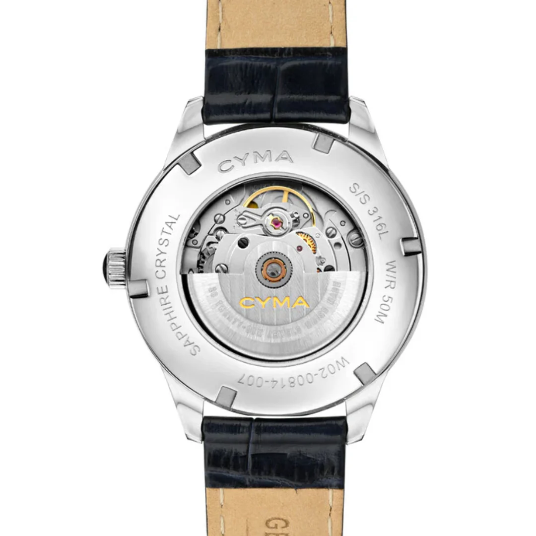 CYMA CHARISMA MEN'S SWISS AUTOMATIC WATCH — SMOKY BLUE & BLUE LEATHER (W02-00814-007) - Image 3
