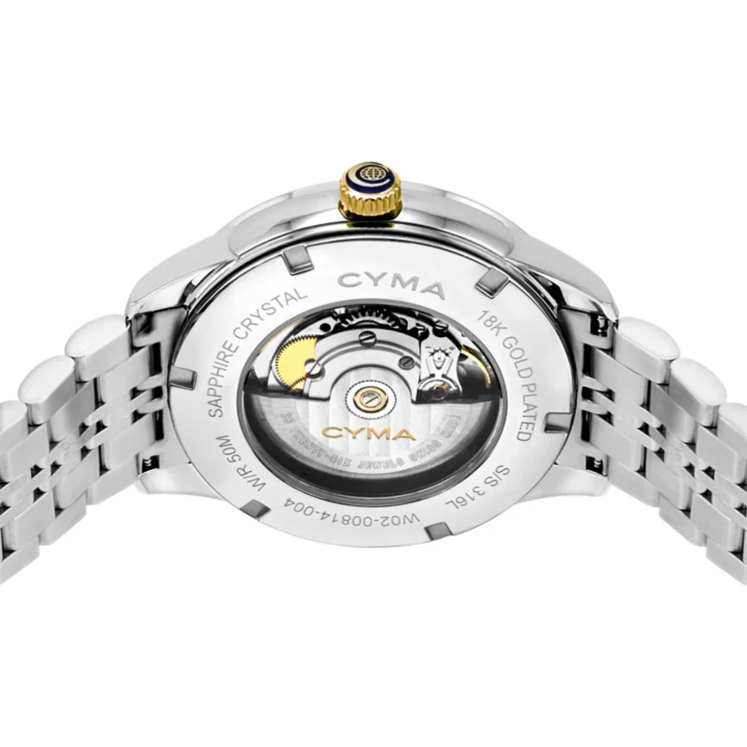CYMA CHARISMA MEN'S SWISS AUTOMATIC WATCH — SMOKY DARK GREEN & YELLOW GOLD (W02-00814-004) - Image 3