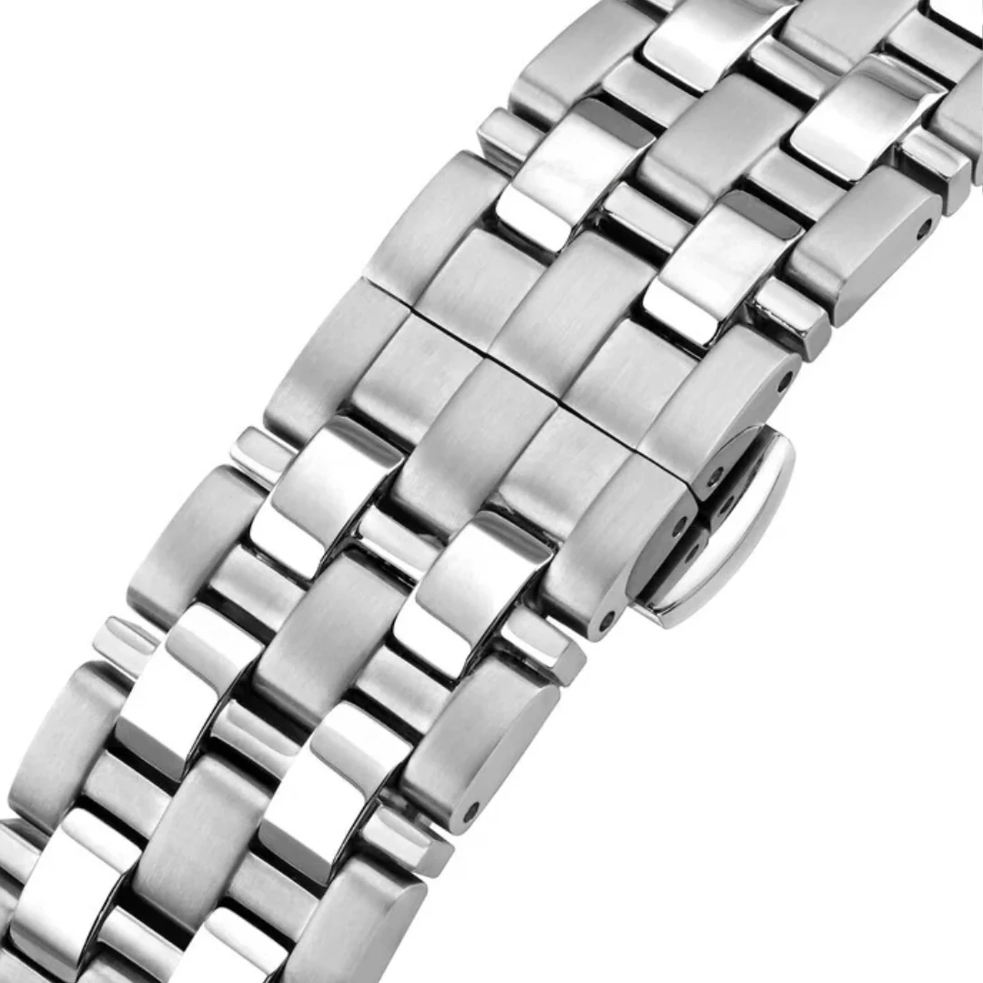 CYMA EUROPA MEN'S SWISS AUTOMATIC WATCH — DARK BLUE & SILVER STEEL (W02-00816-001) - Image 4