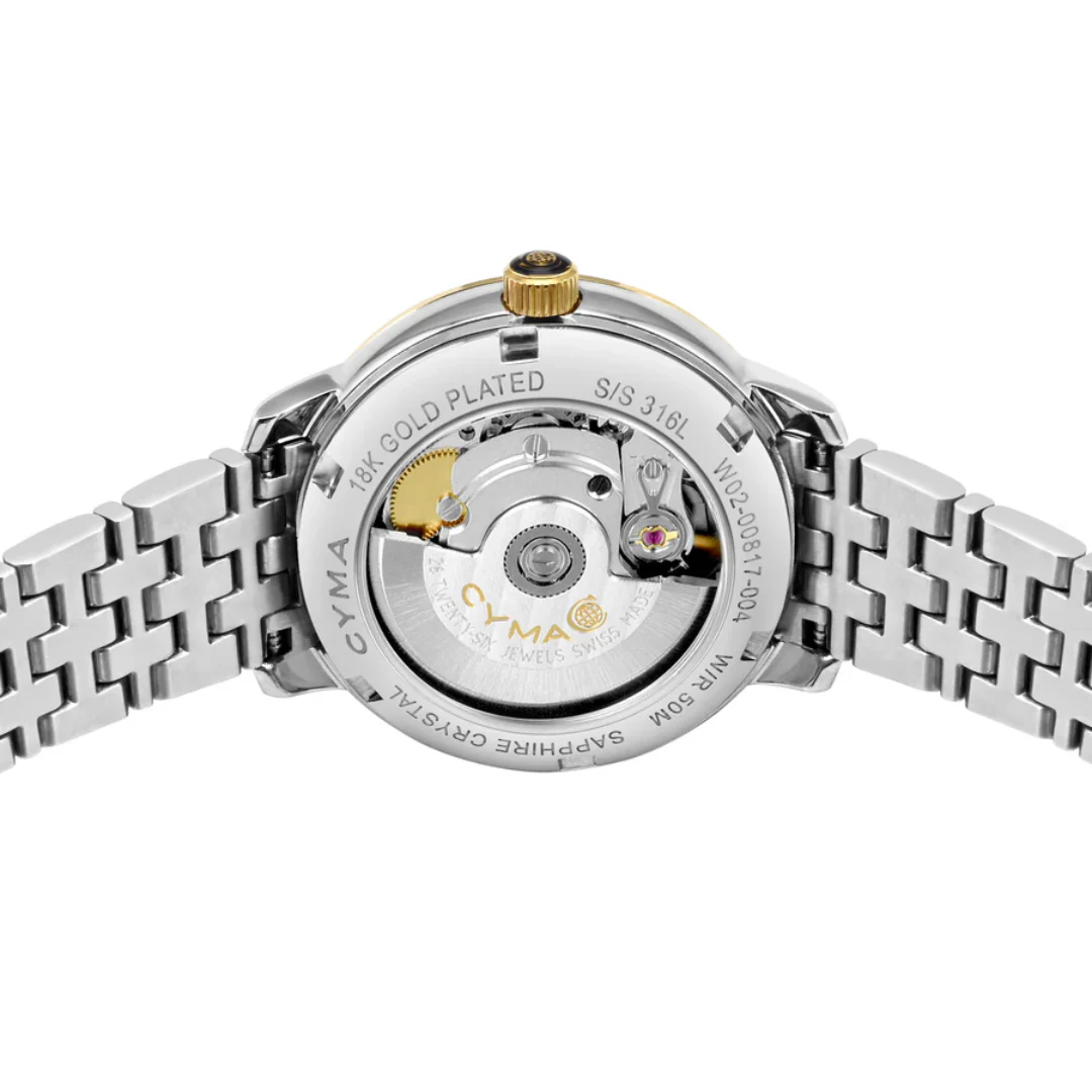 CYMA EUROPA WOMEN'S SWISS AUTOMATIC WATCH — DARK GREEN & GOLD TWO-TONE (W02-00817-004) - Image 3