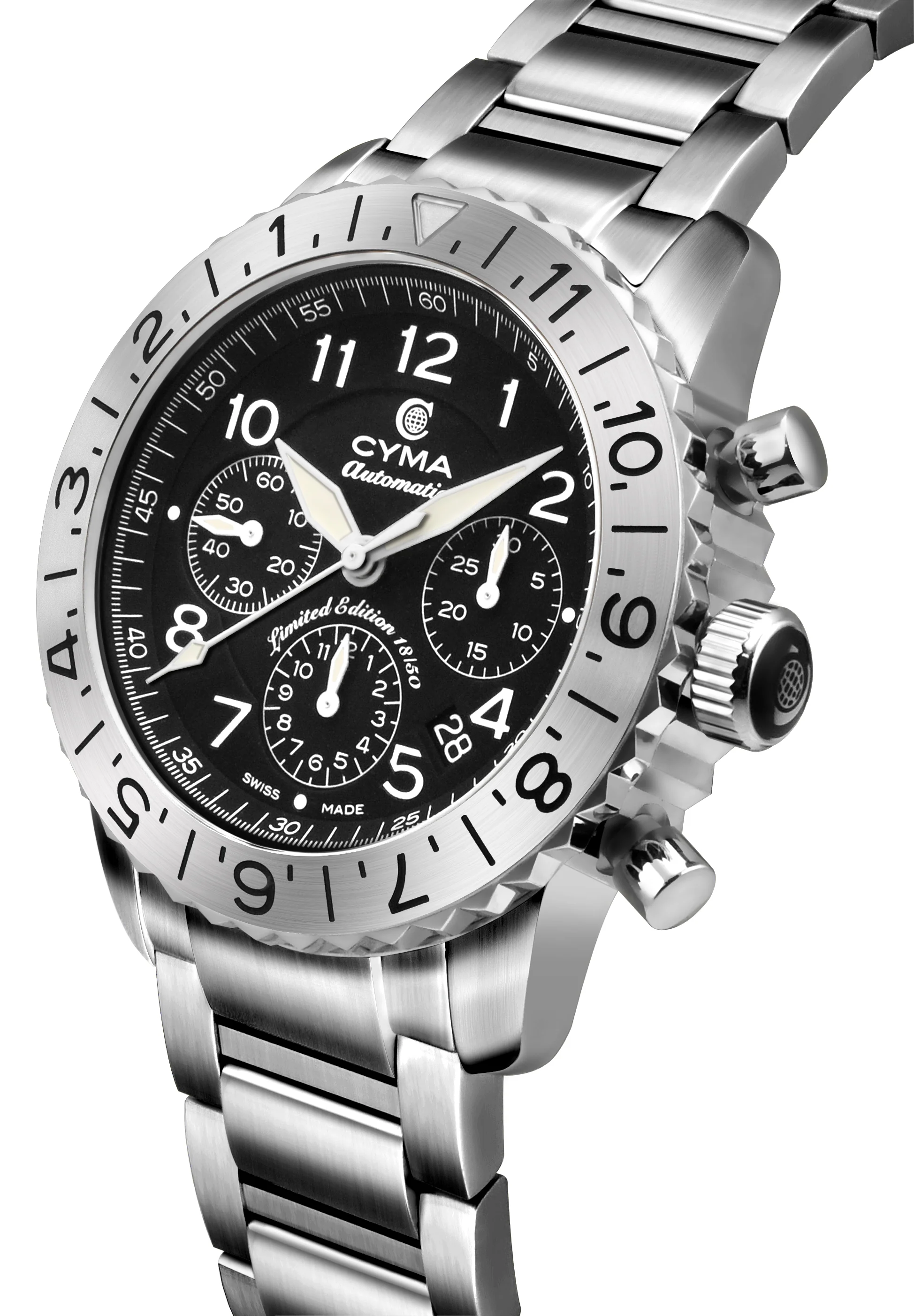 CYMA GRAND MAESTRO "THE PILOT" MEN'S SWISS AUTOMATIC CHRONOGRAPH — LIMITED EDITION 50 PCS (W02-00683-001) - Image 3