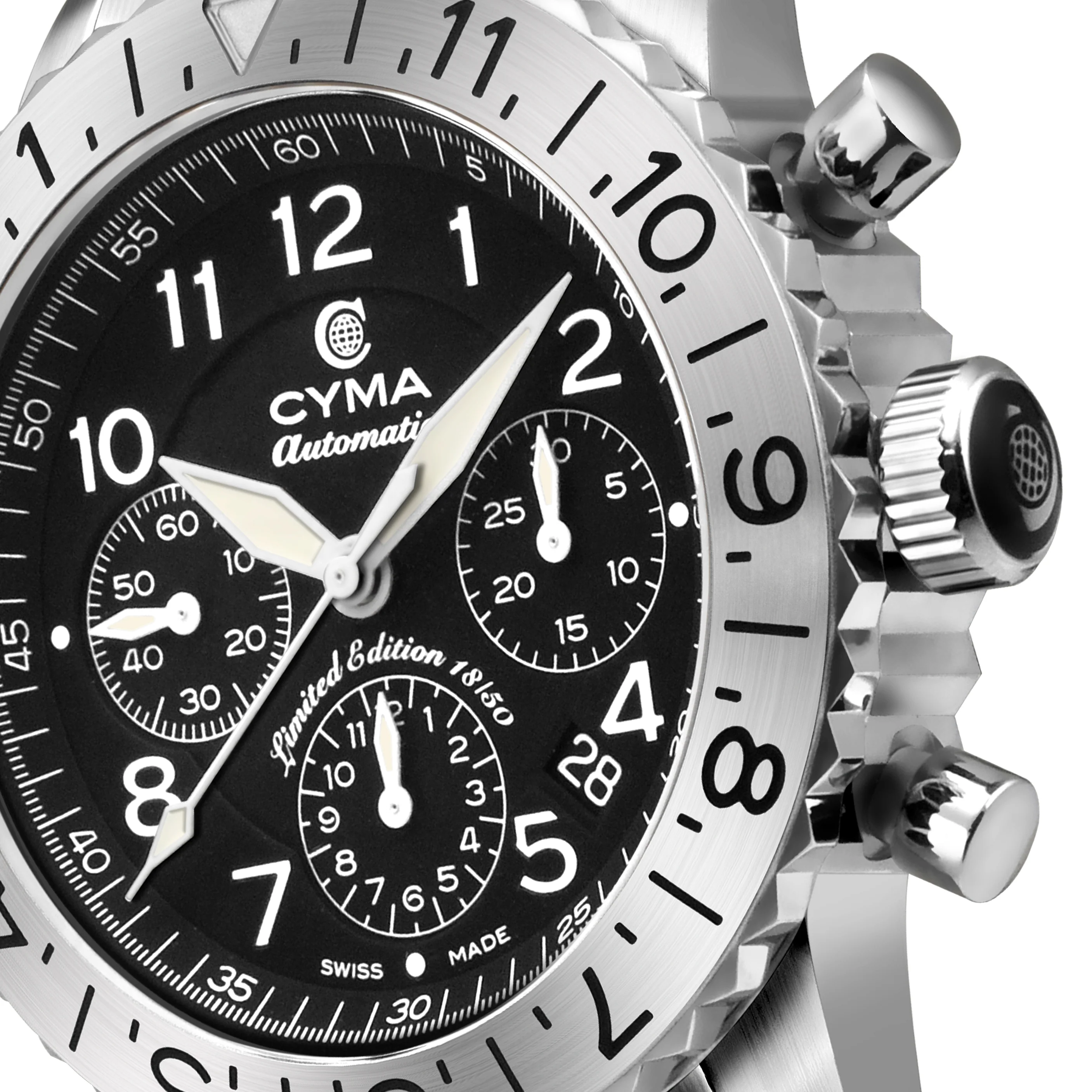 CYMA GRAND MAESTRO "THE PILOT" MEN'S SWISS AUTOMATIC CHRONOGRAPH — LIMITED EDITION 50 PCS (W02-00683-001) - Image 4