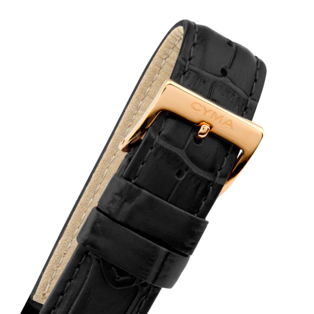 CYMA INTELLIGENTSIA MEN'S SWISS QUARTZ WATCH — ROSE GOLD & BLACK LEATHER (W02-00806-006) - Image 4