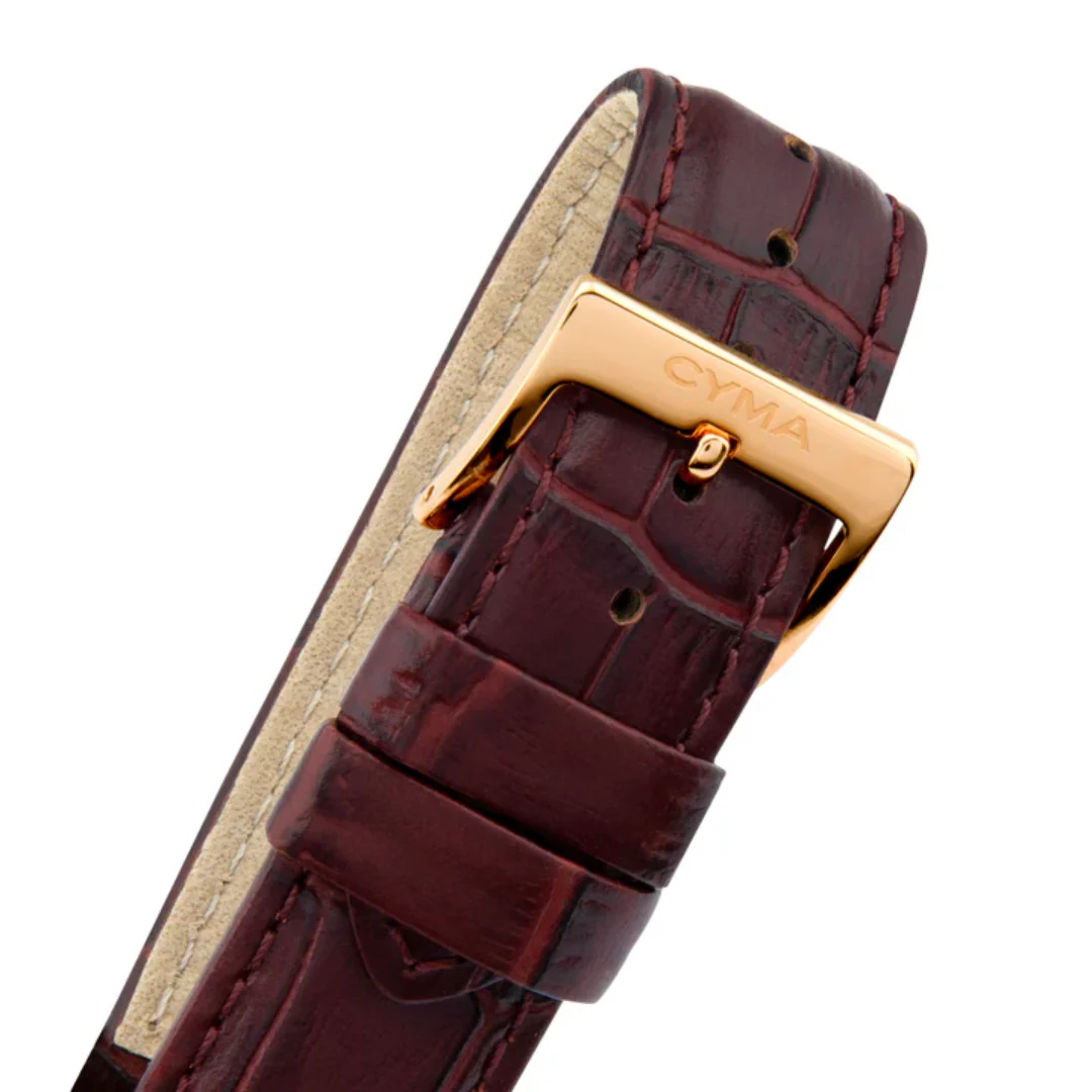 CYMA INTELLIGENTSIA MEN'S SWISS QUARTZ WATCH — ROSE GOLD & BROWN LEATHER (W02-00806-005) - Image 4
