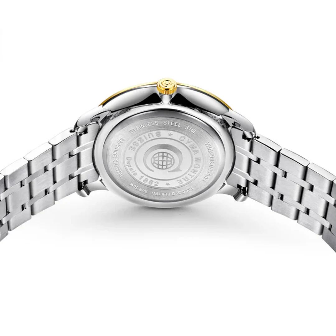 CYMA INTELLIGENTSIA MEN'S SWISS QUARTZ WATCH — SILVER WHITE & YELLOW GOLD TWO-TONE (W02-00806-003) - Image 3