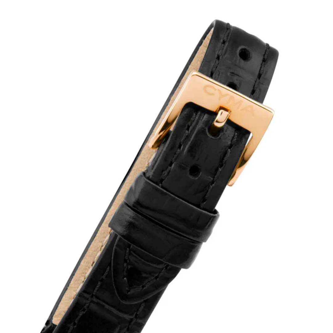CYMA INTELLIGENTSIA WOMEN'S SWISS QUARTZ WATCH — ROSE GOLD & BLACK LEATHER (W02-00807-006) - Image 4