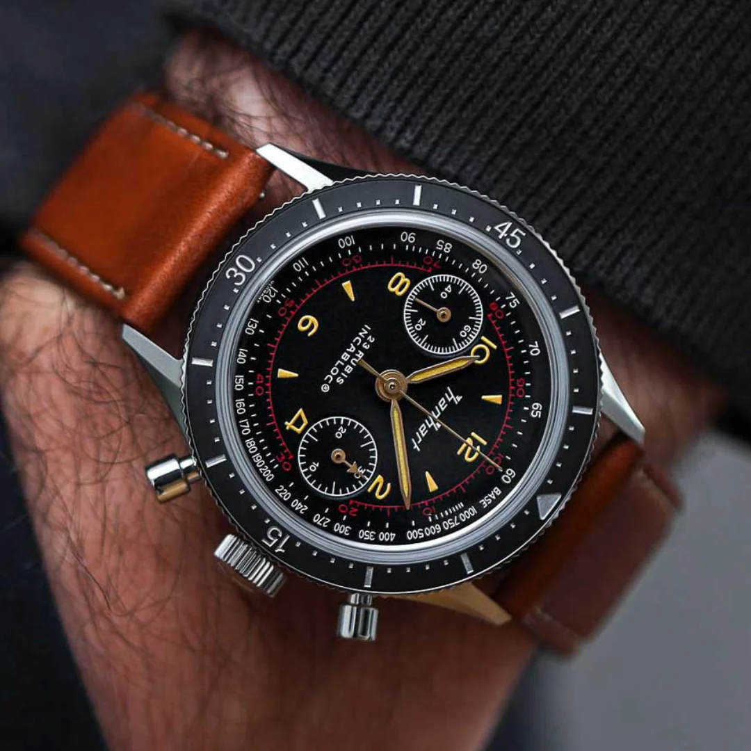 HANHART 415 ES 39MM H703.210-8110 CHRONOGRAPH CALFSKIN MEN WATCH - Image 5