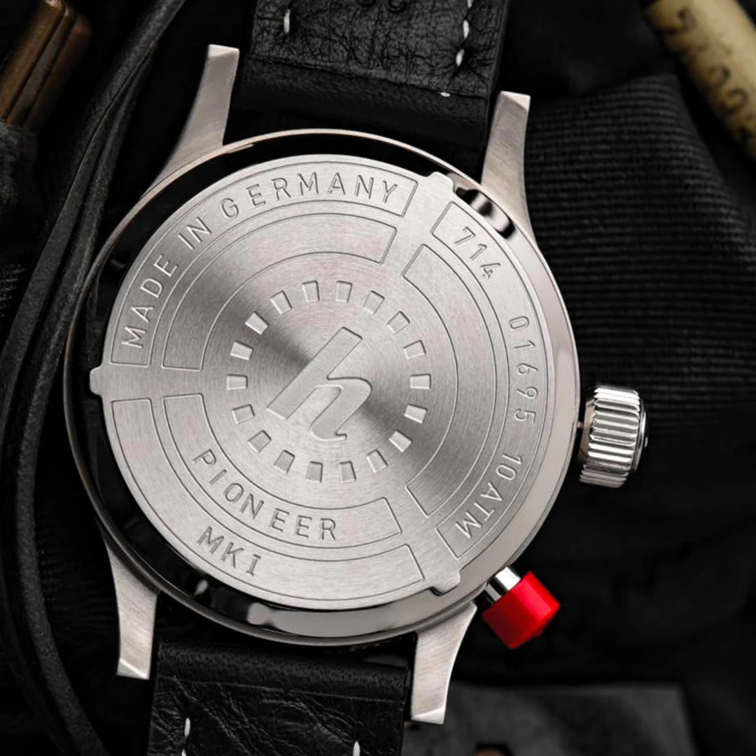 HANHART PIONEER MK I REVERSE PANDA 714.211-0010 CALFSKIN LEATHER MEN WATCH - Image 3