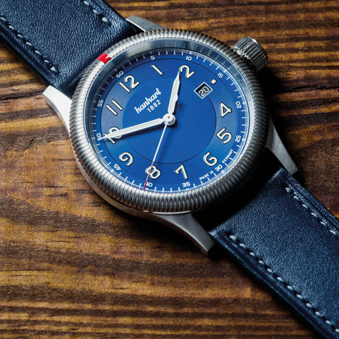 HANHART PIONEER ONE BLUE 762.270-7310 CALFSKIN MEN WATCH - Image 5
