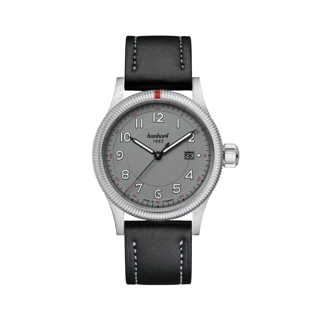 HANHART PIONEER ONE GREY 762.240-7010 CALFSKIN MEN WATCH