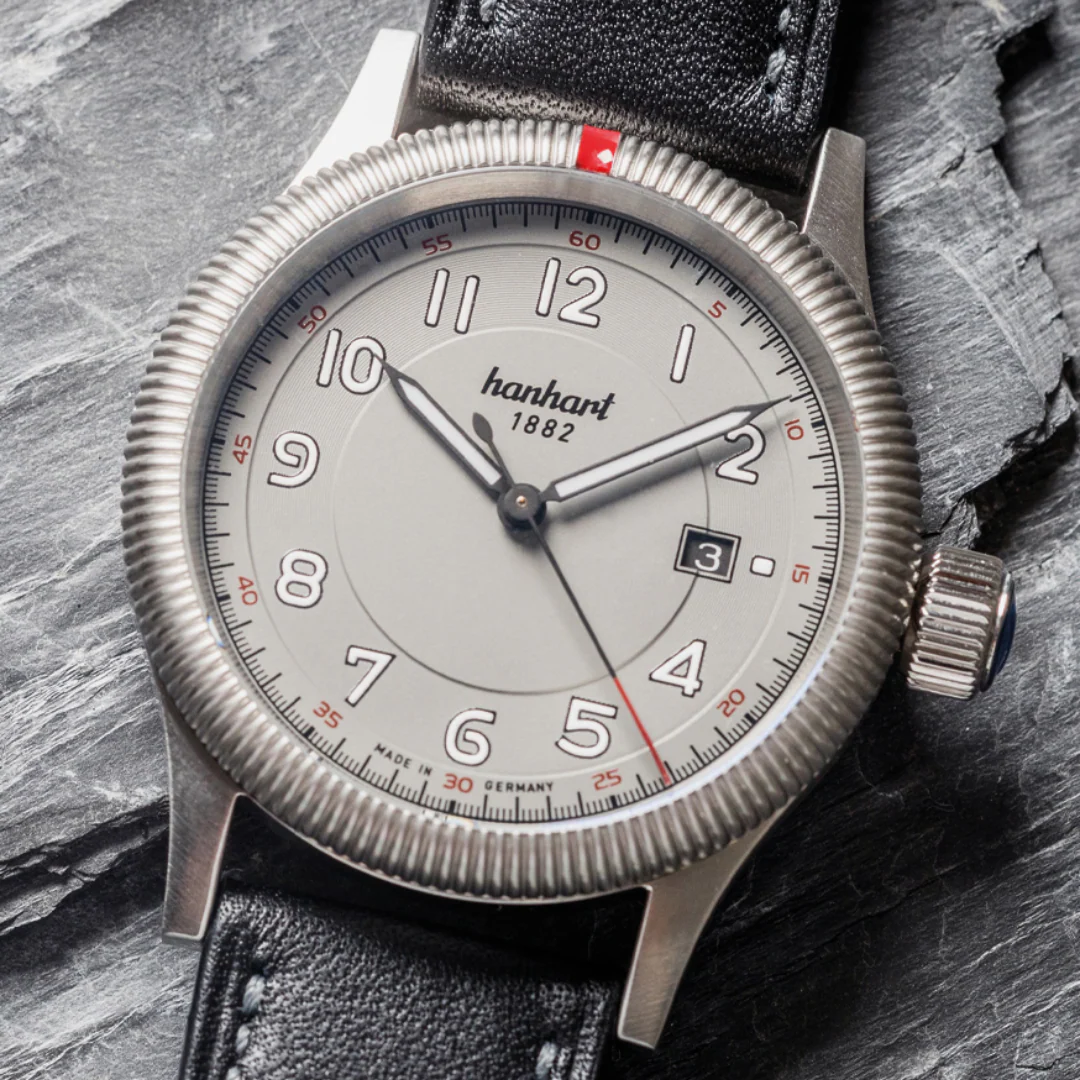 HANHART PIONEER ONE GREY 762.240-7010 CALFSKIN MEN WATCH - Image 4