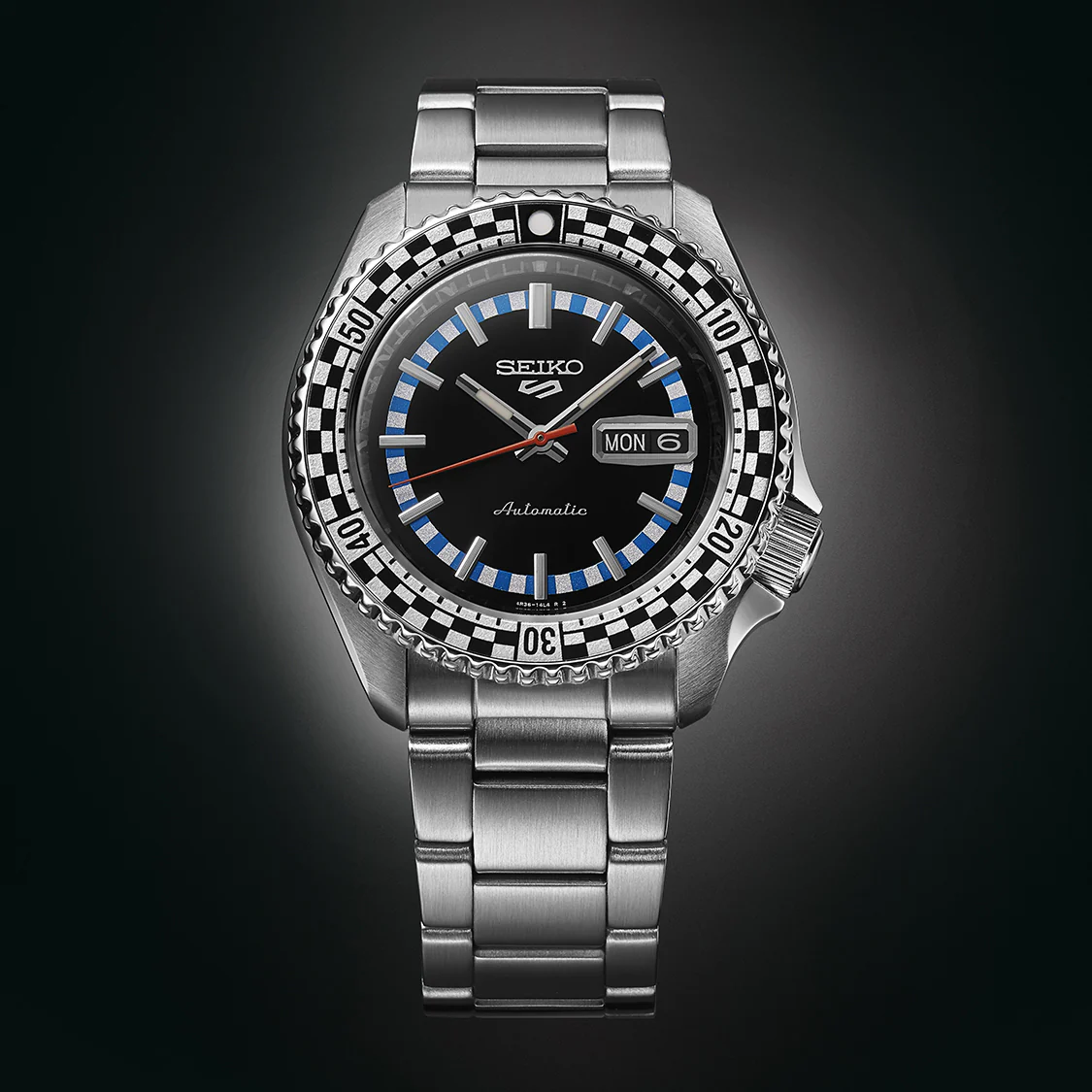 SEIKO 5 SPORTS SRPK67K1 SPECIAL EDITION BLACK AND WHITE ‘CHECKER FLAG’ MEN WATCH - Image 3